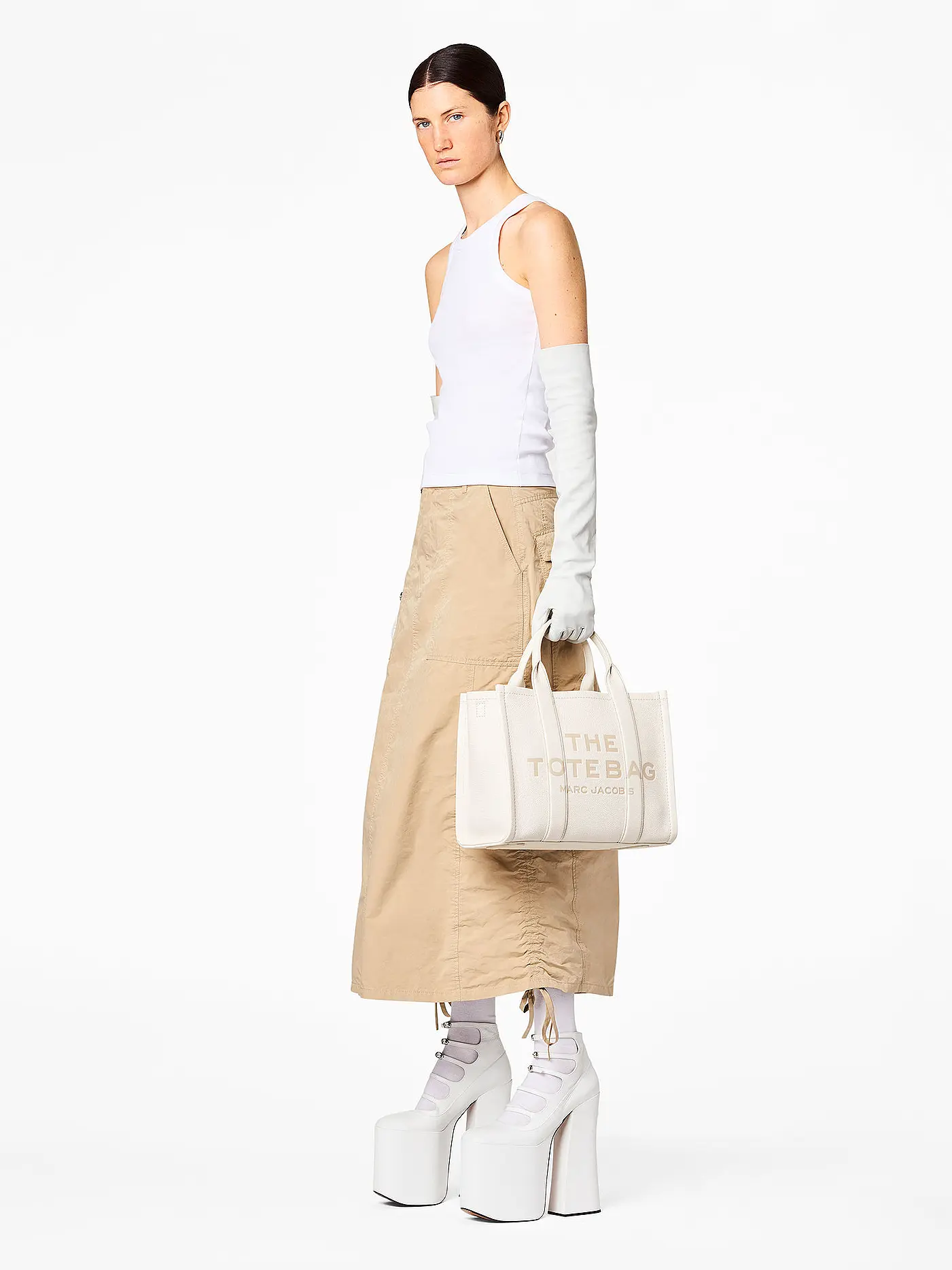 MARC JACOBS | Ledertasche - Tote Bag  THE MEDIUM TOTE LEATHER | creme