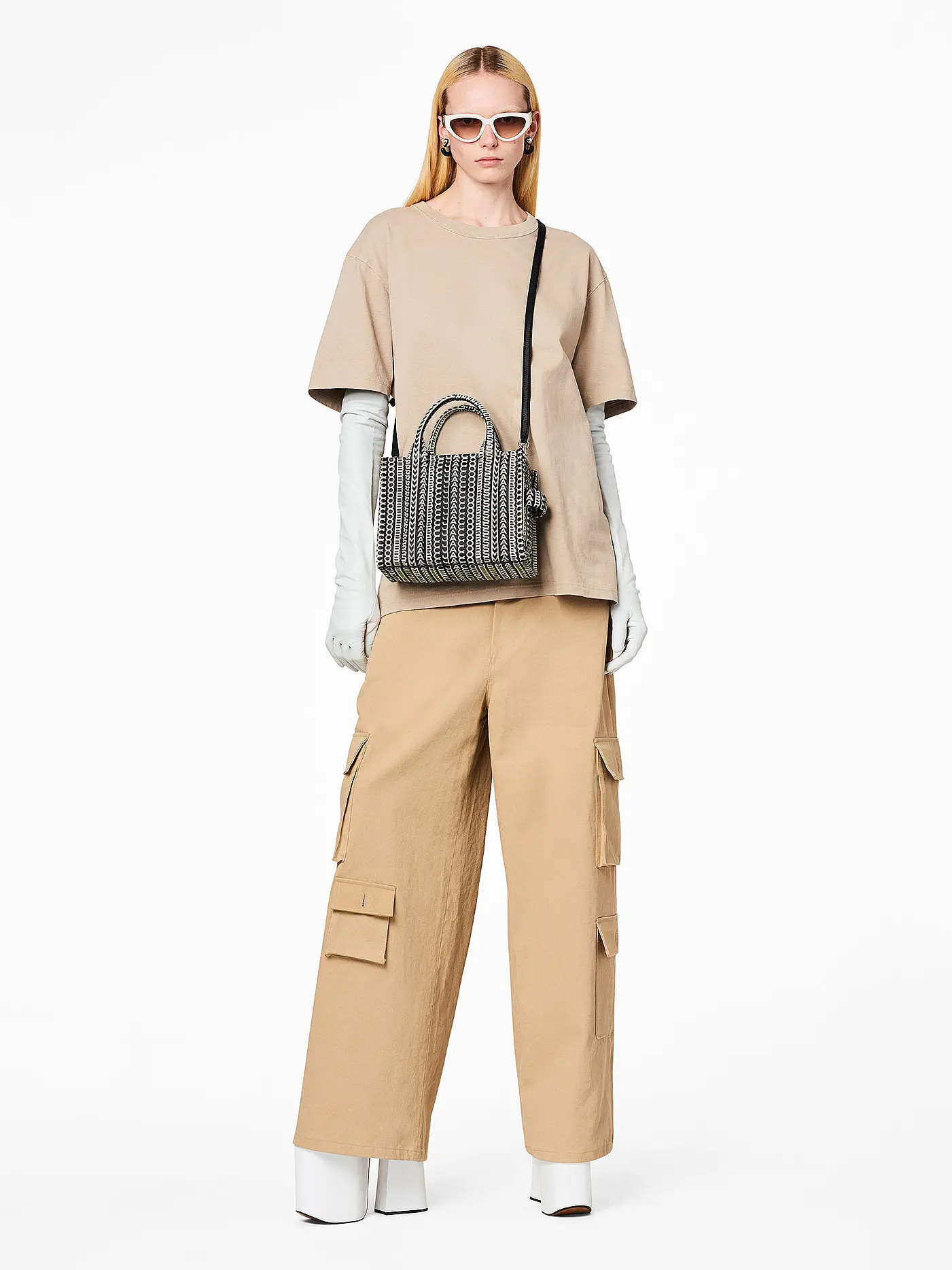 MARC JACOBS | Ledertasche - Tote Bag THE SMALL TOTE LEATHER MONOGRAM  | schwarz