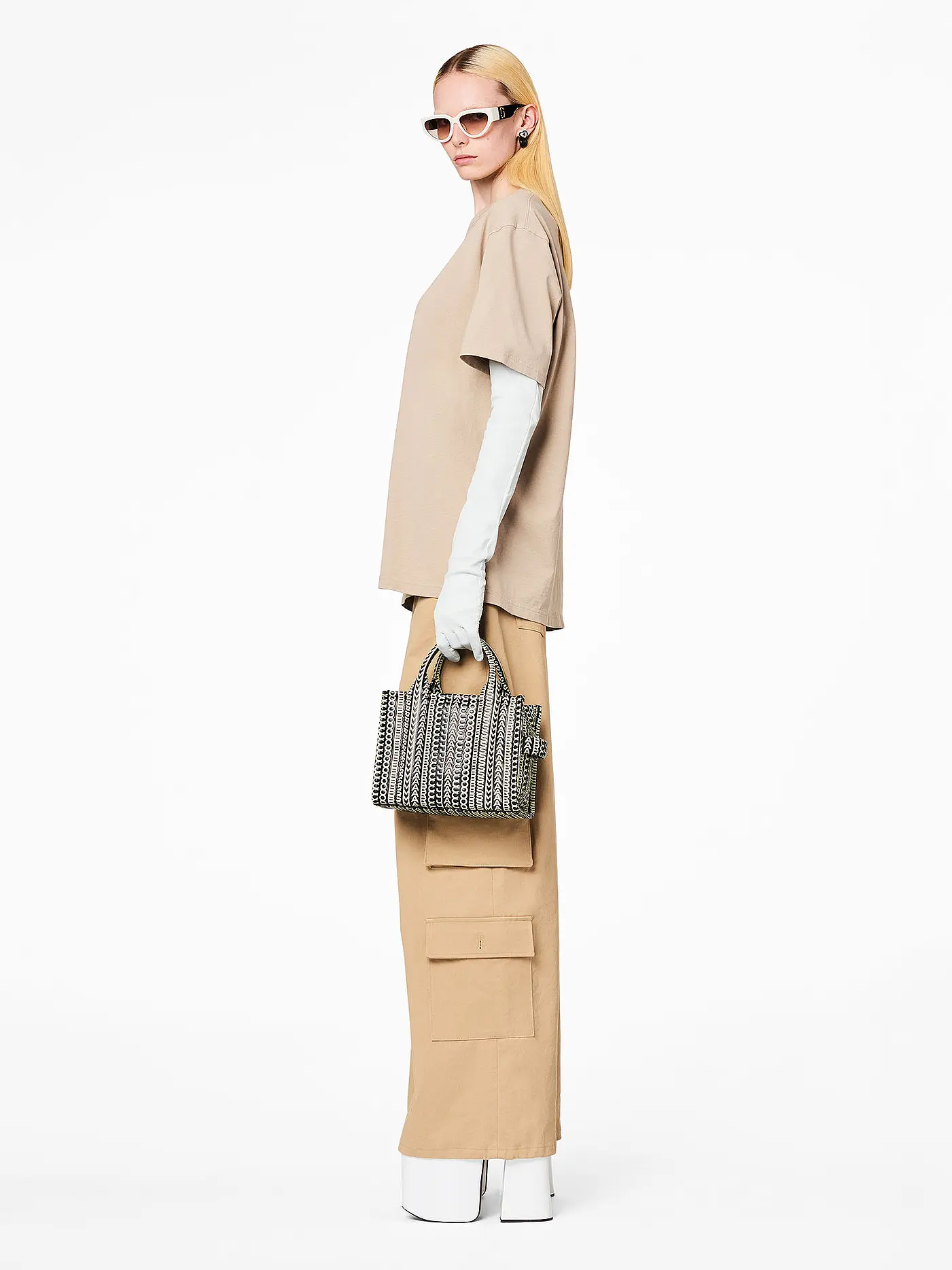 MARC JACOBS | Ledertasche - Tote Bag THE SMALL TOTE LEATHER MONOGRAM  | schwarz