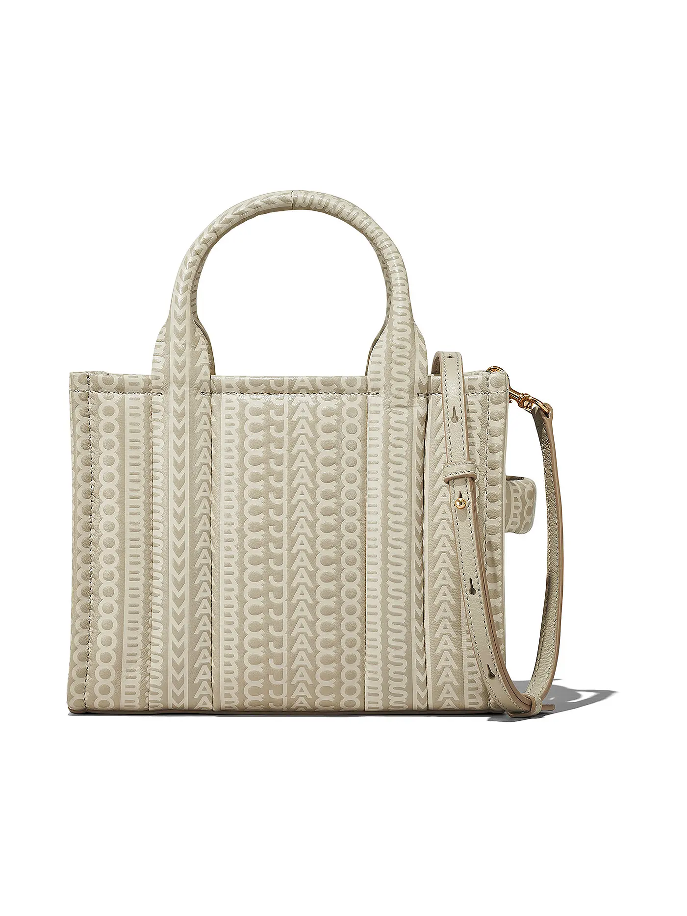 MARC JACOBS | Ledertasche - Tote Bag THE SMALL TOTE LEATHER MONOGRAM  | beige