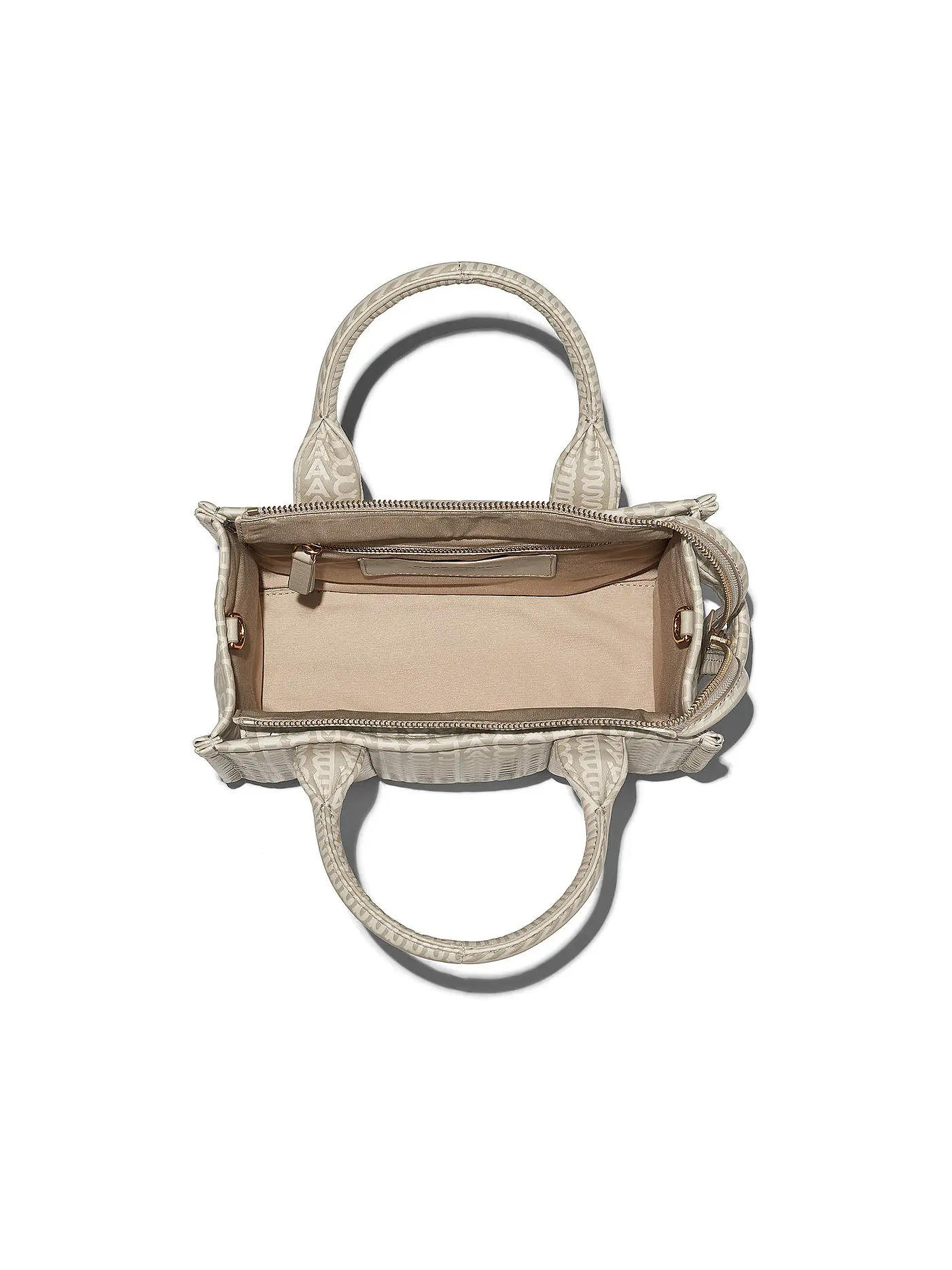 MARC JACOBS | Ledertasche - Tote Bag THE SMALL TOTE LEATHER MONOGRAM  | beige