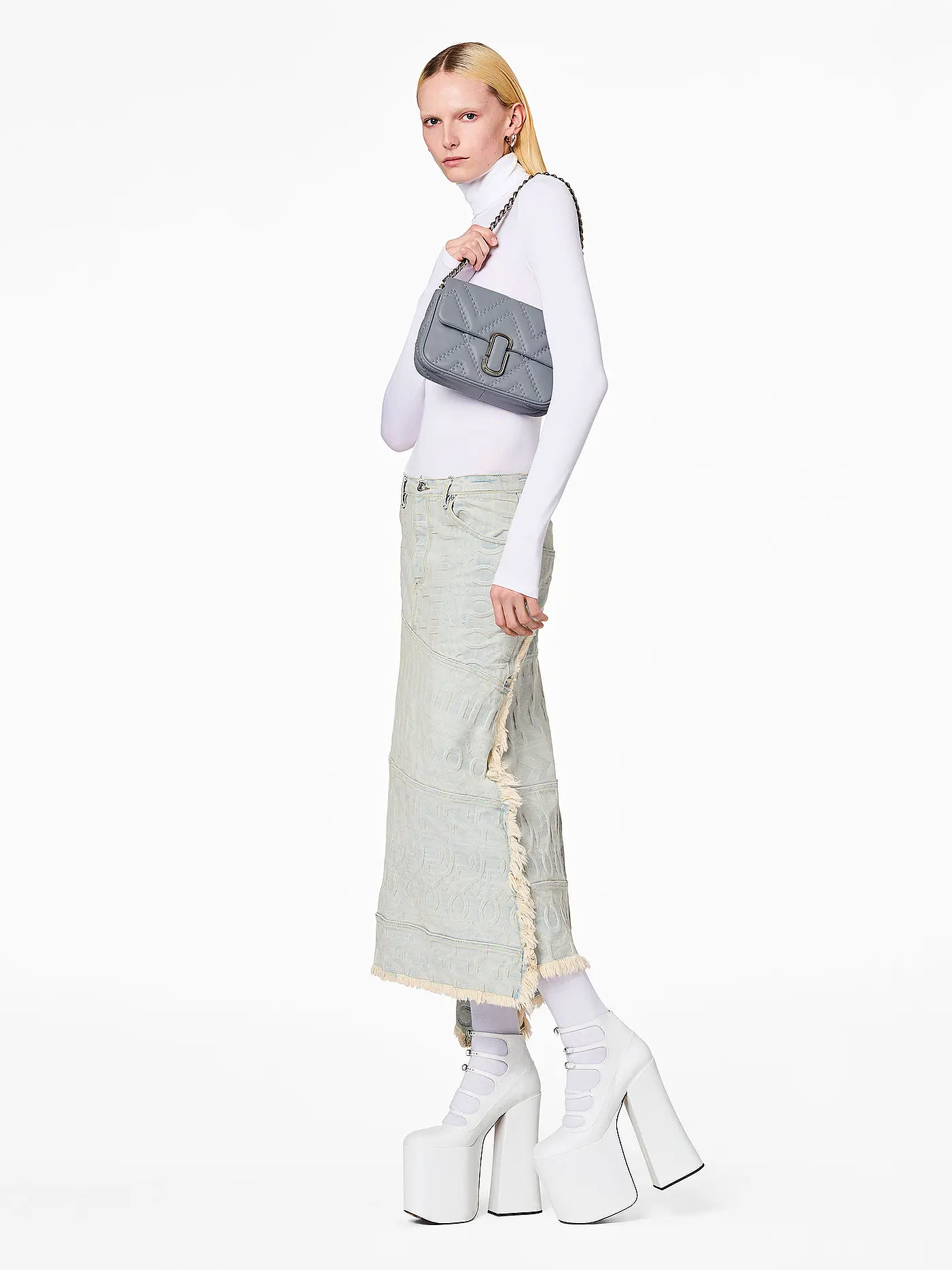 MARC JACOBS | Ledertasche - Umhängetasche THE SHOULDER BAG  | hellgrau