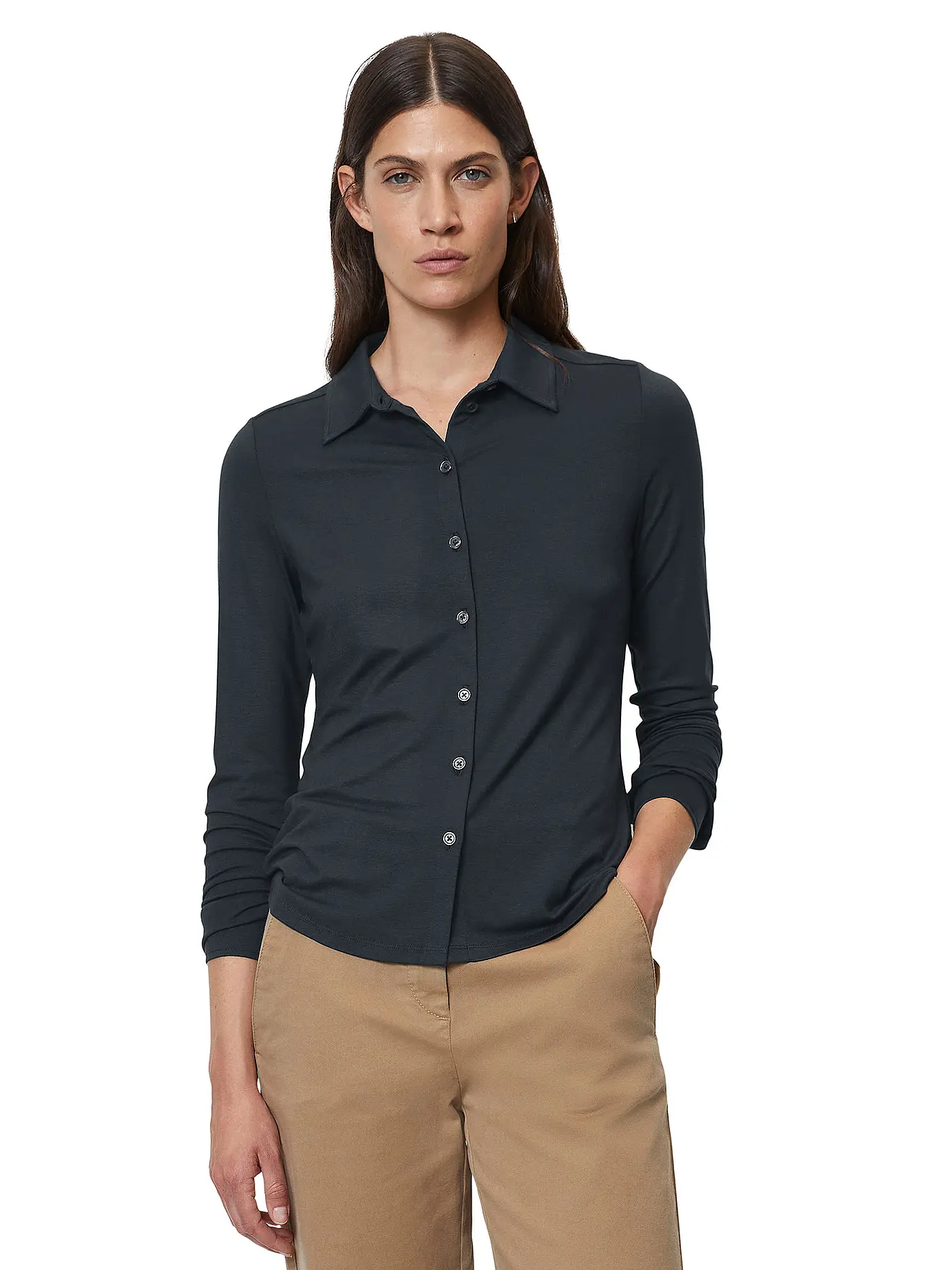 MARC O'POLO | Jerseybluse | dunkelblau