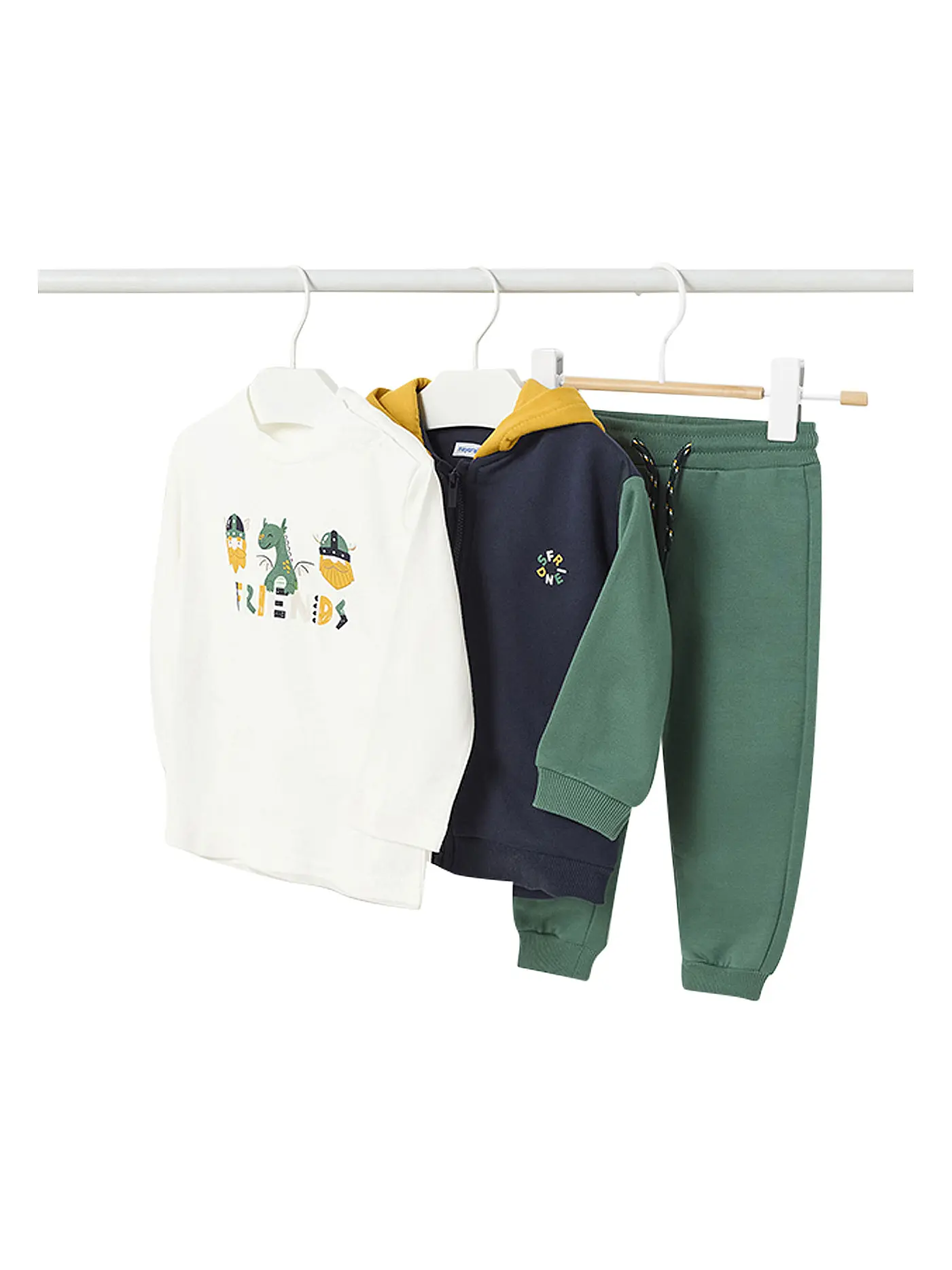 MAYORAL | Baby Set Shirt, Jacke und Hose 3-teilig | grün