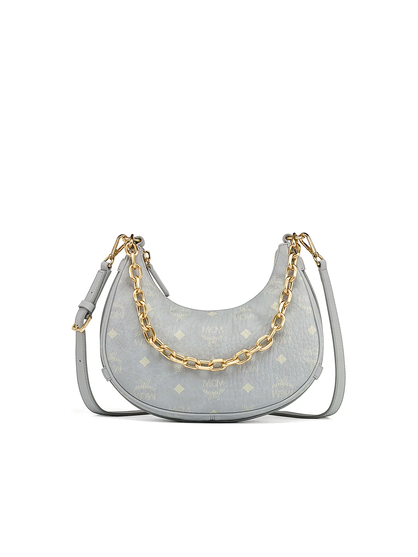 MCM | Ledertasche - Hobo Bag AREN Small | hellgrau
