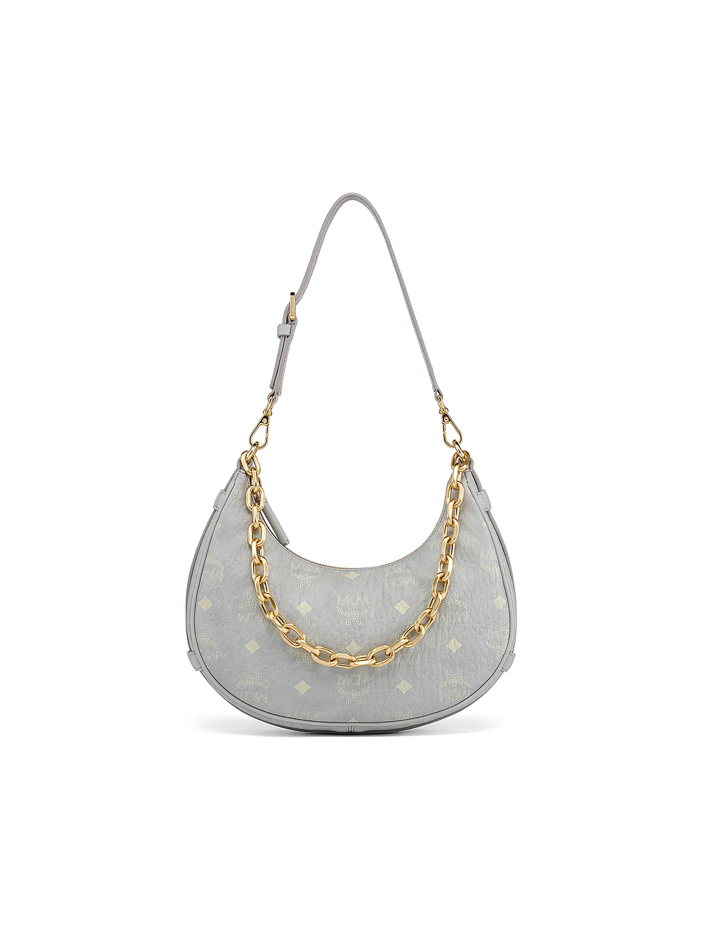 MCM | Ledertasche - Hobo Bag AREN Small | hellgrau