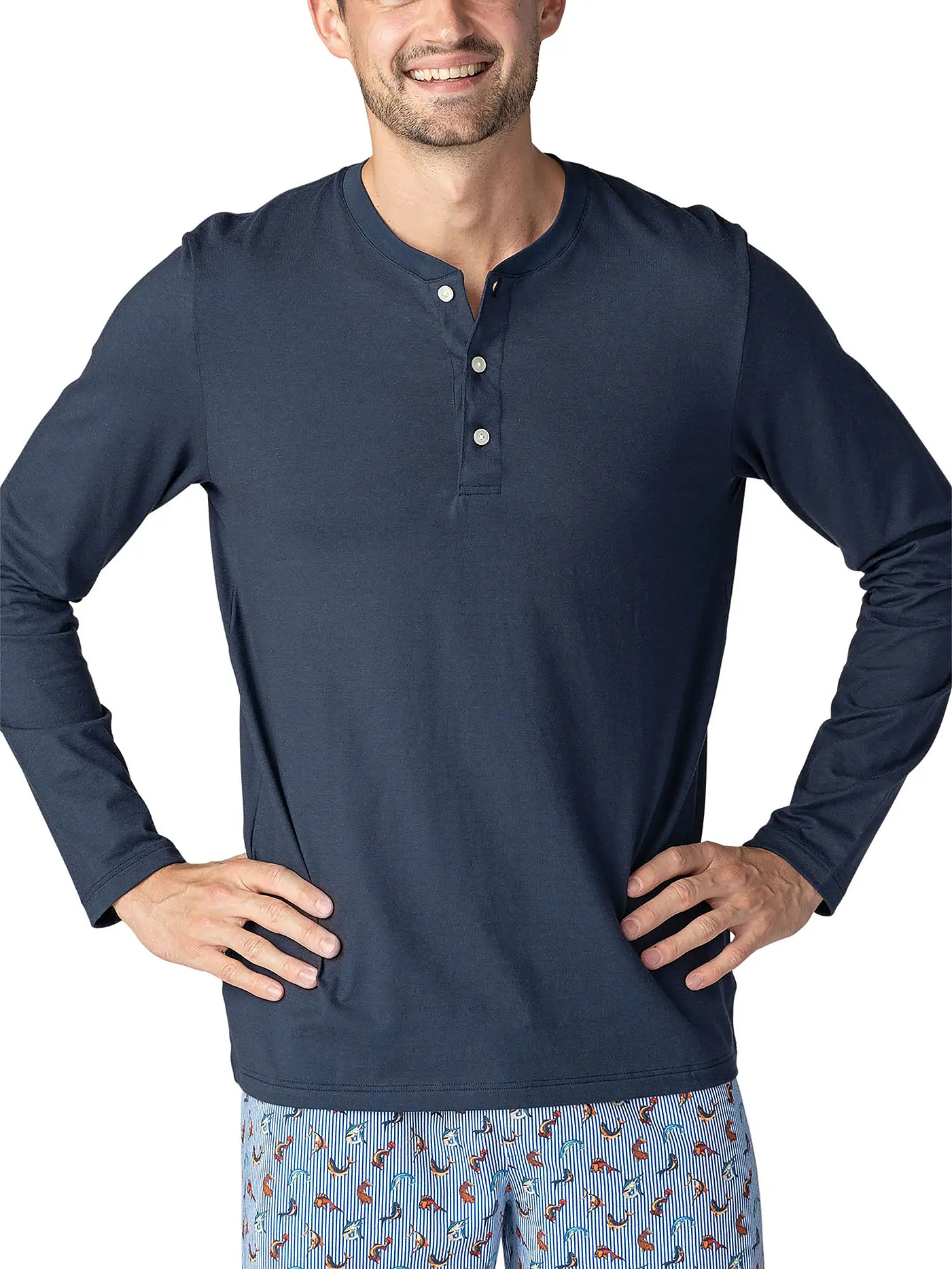 MEY | Pyjama Langarmshirt  | blau