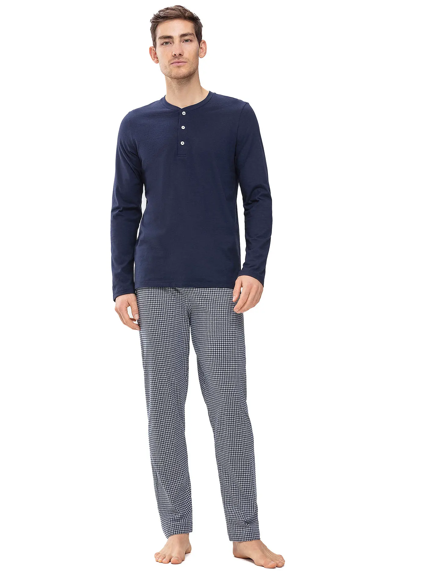 MEY | Pyjama Langarmshirt  | blau
