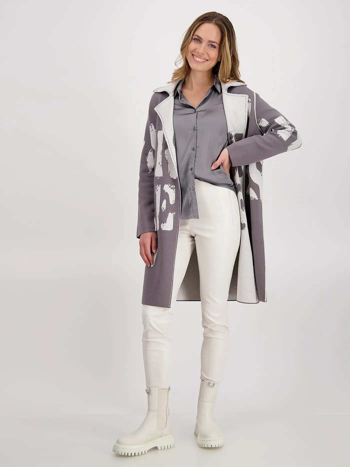MONARI | Wende Strickjacke  | grau