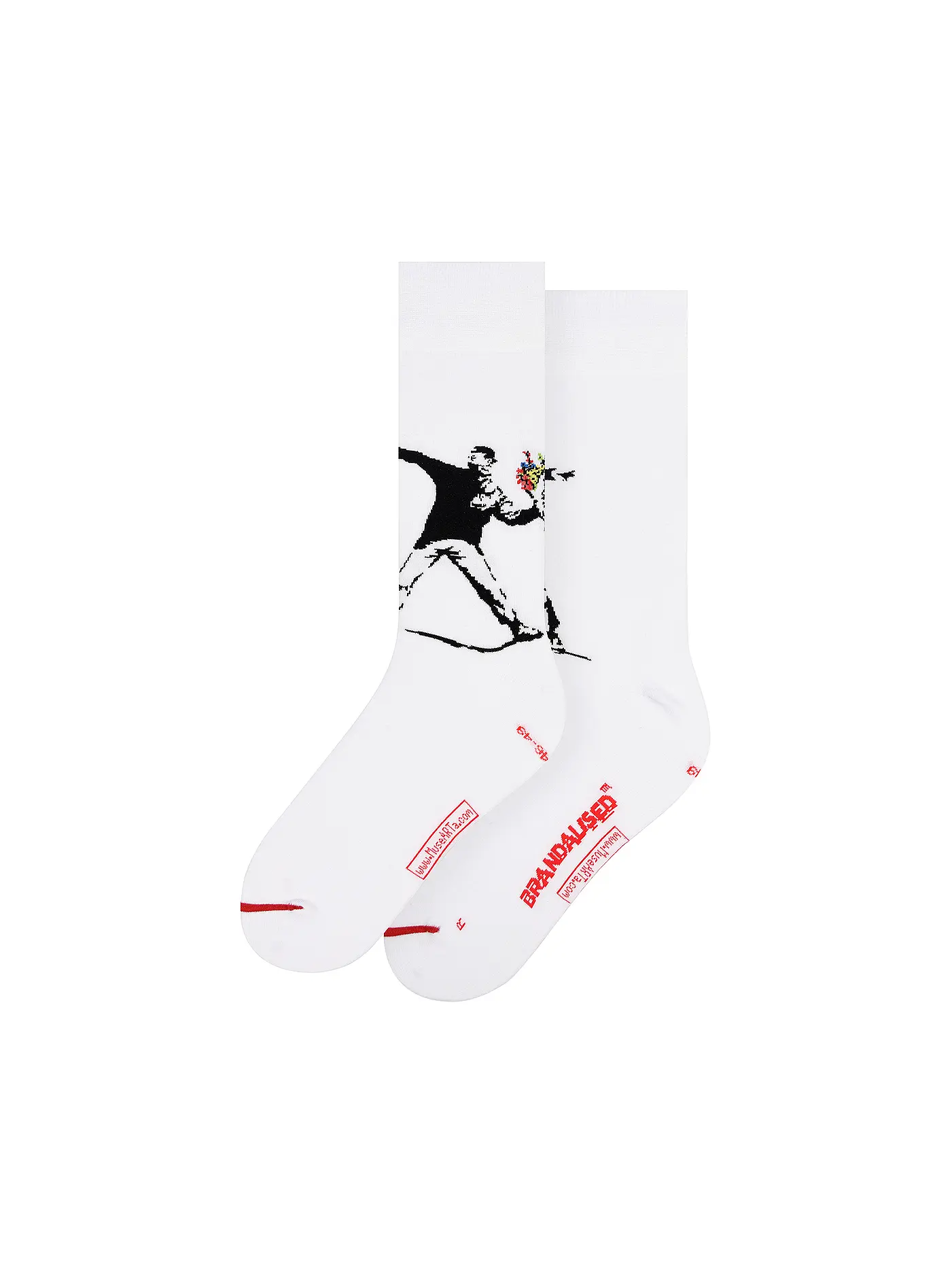MUSEARTA | Damen Socken FLOWER BOMBER - BANKSY multi (36-40) | weiss