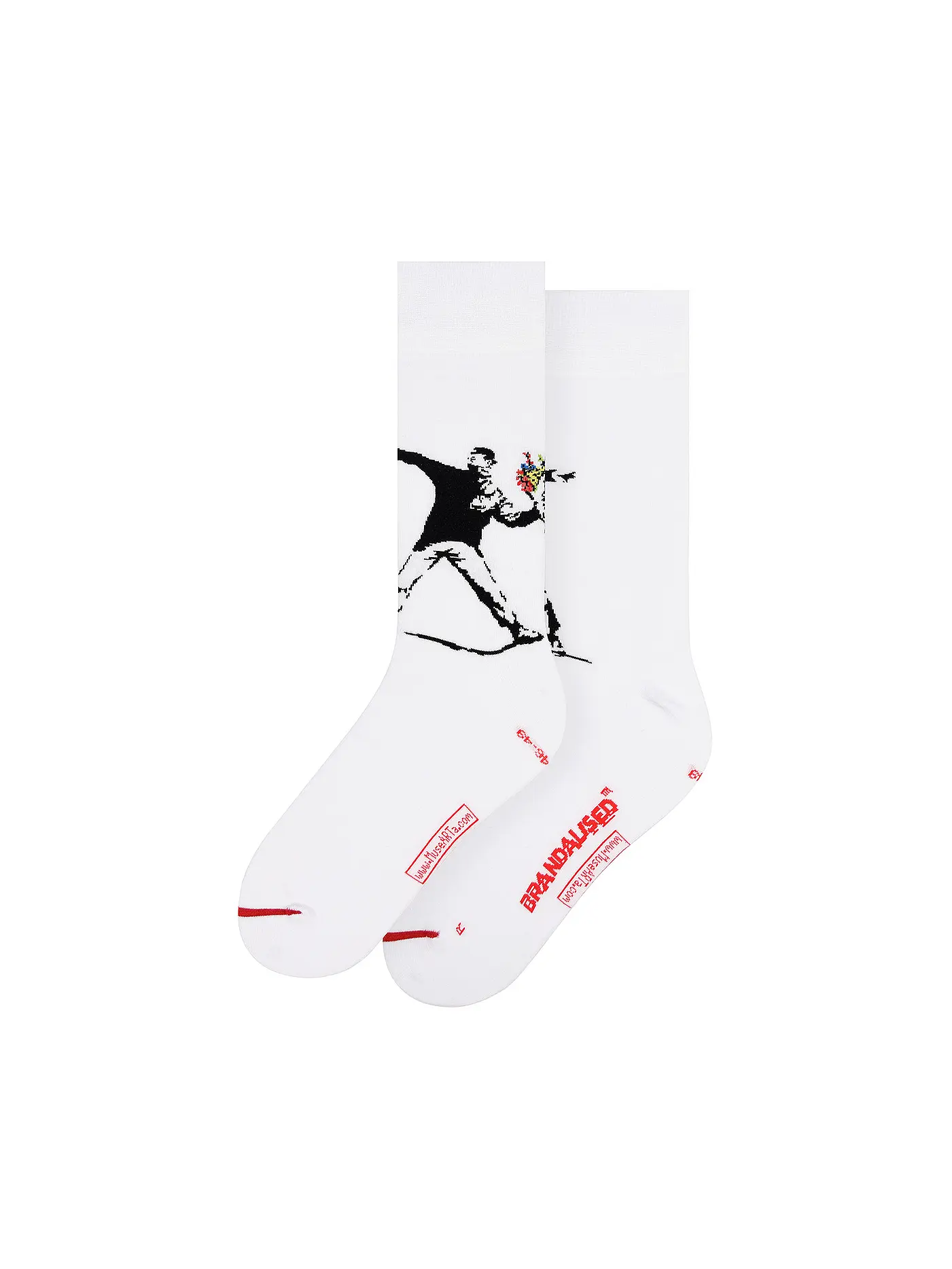 MUSEARTA | Herren Socken FLOWER BOMBER - BANKSY multi (40-46) | weiss