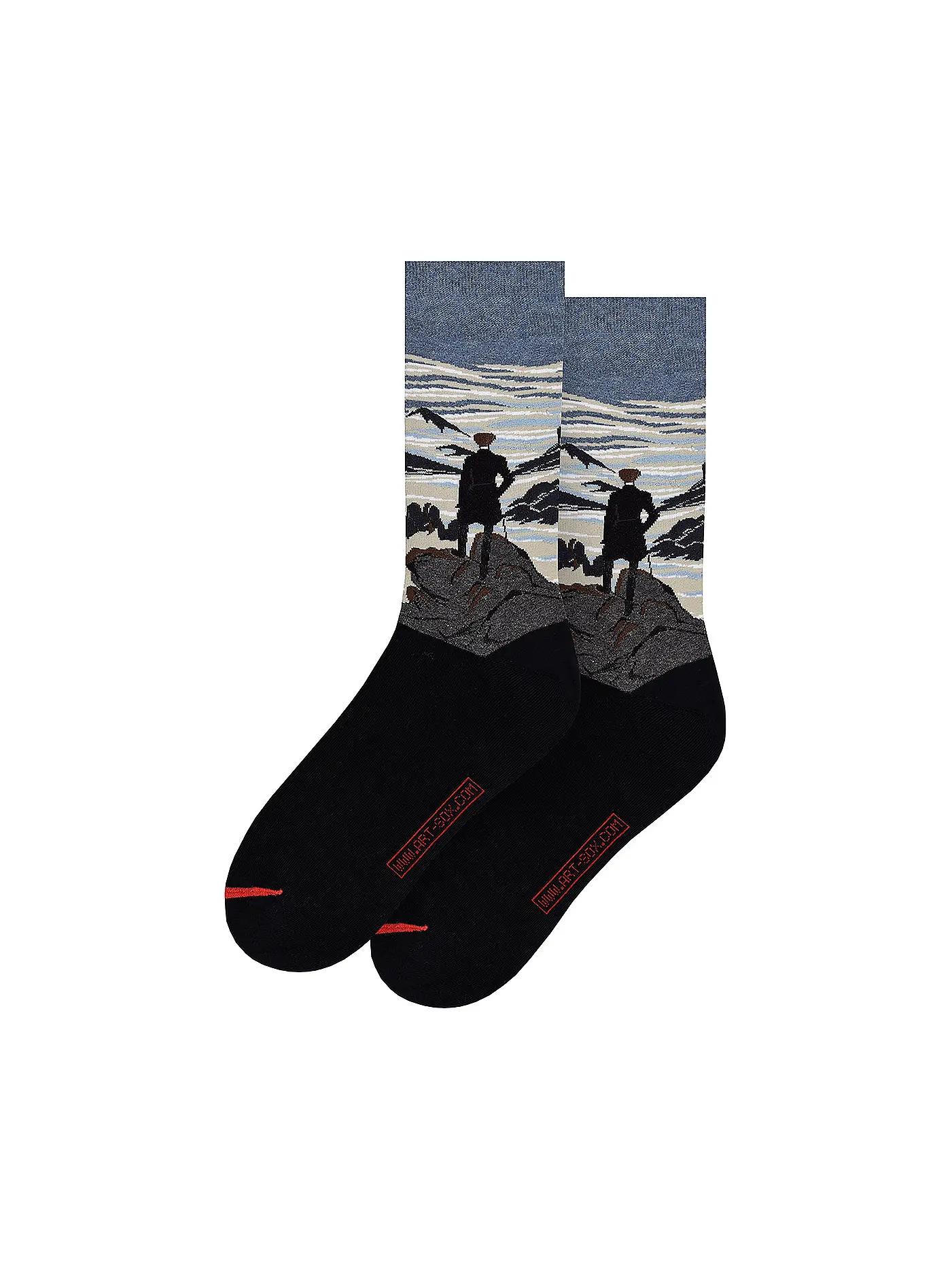 MUSEARTA | Herren Socken WANDERER ÜBER DEM NEBELMEER - C.D. FRIEDRICH blue (40-46) | dunkelblau