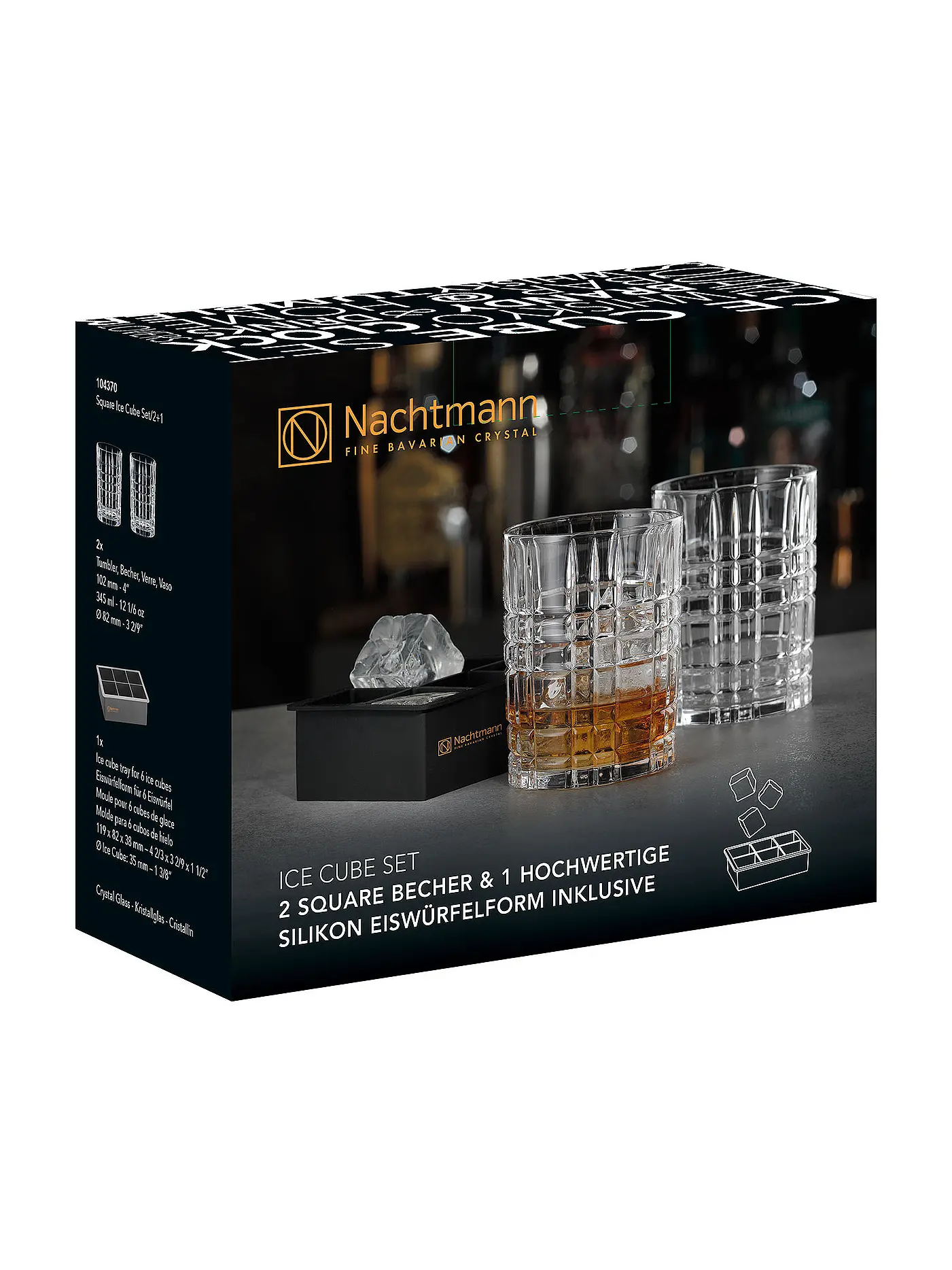 NACHTMANN | Whiskyglas 2er Set SQUARE 345ml | transparent