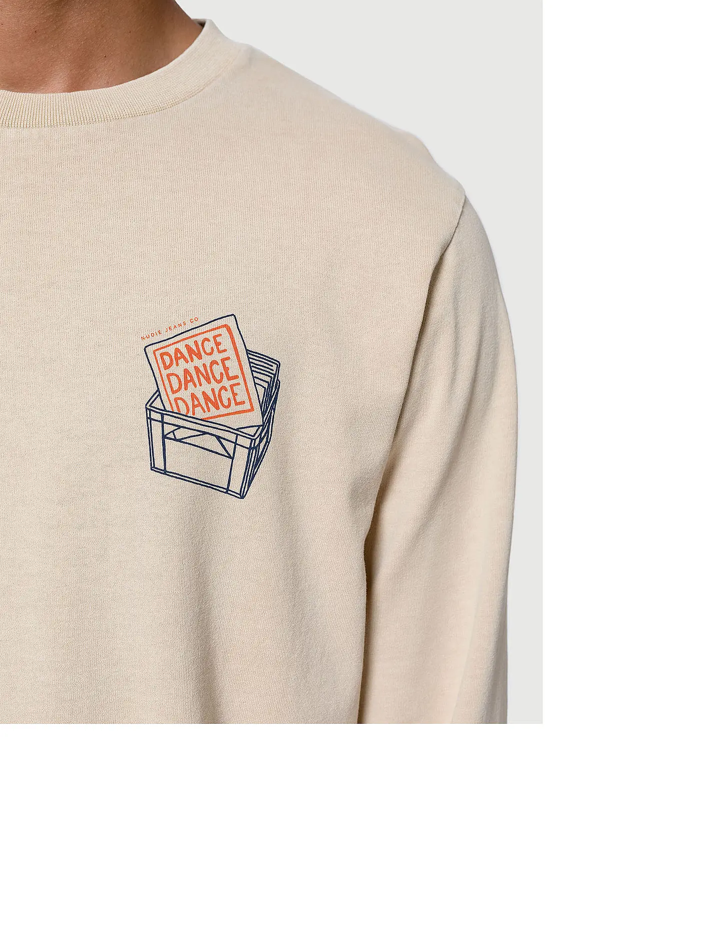 NUDIE JEANS | Langarmshirt RUDI DANCE DANCE | creme