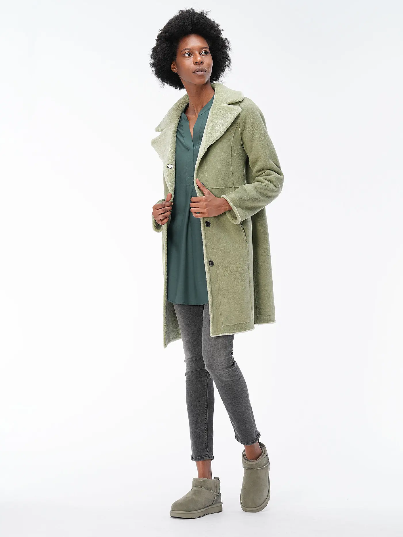 OAKWOOD | Wendejacke in Felloptik LILLY  | hellgrün