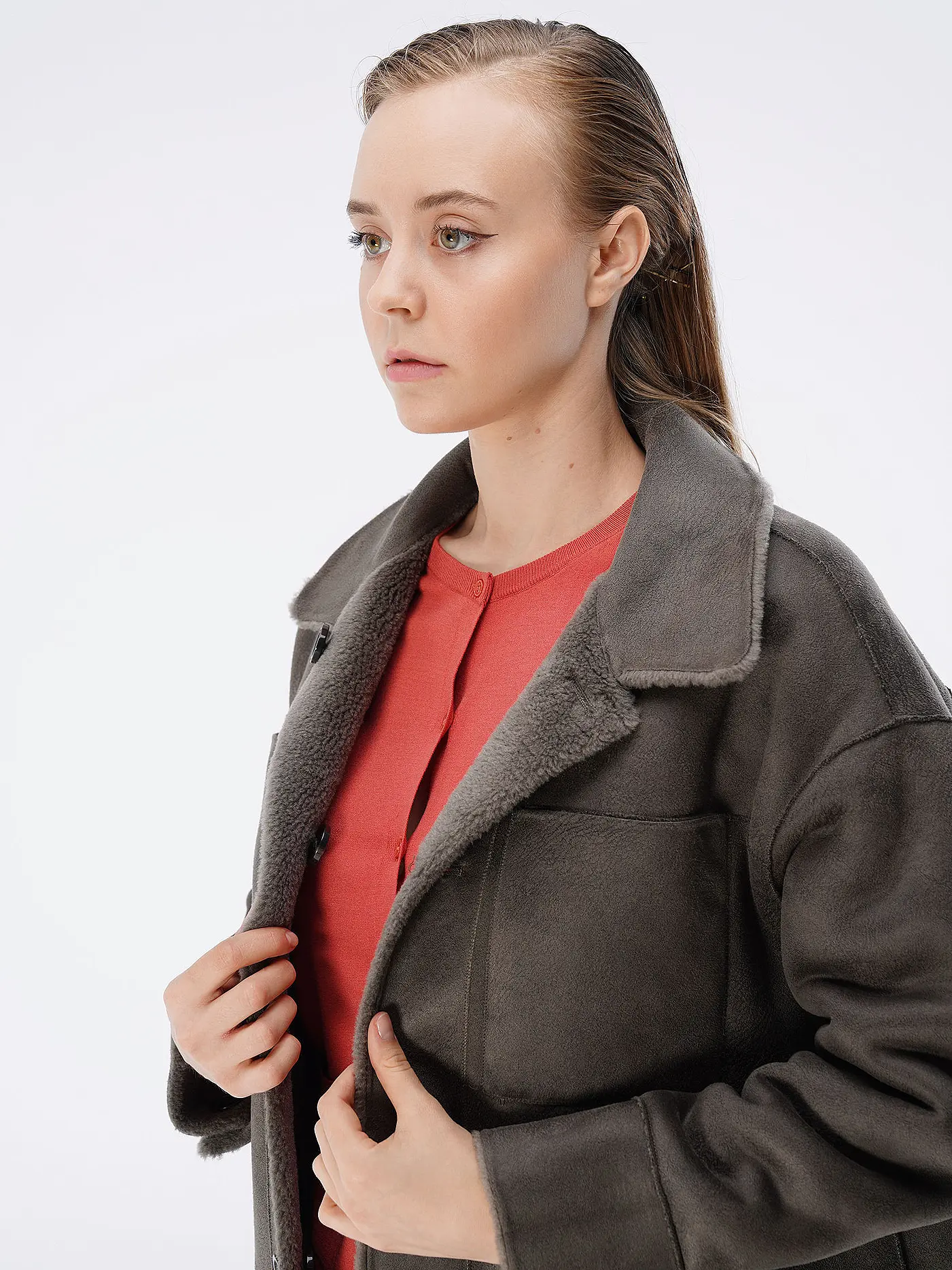 OAKWOOD | Wendejacke in Felloptik LILLY  | olive