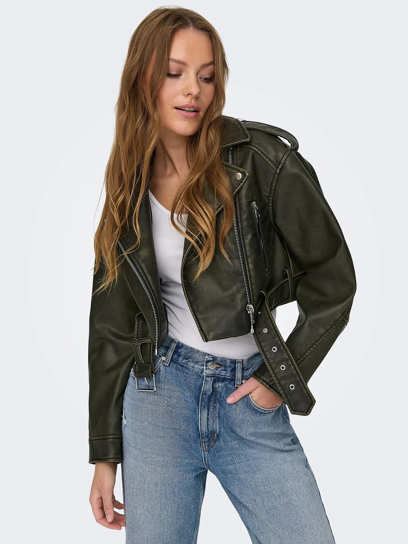 ONLY | Jacke in Lederoptik Cropped Fit ONLELLA | schwarz