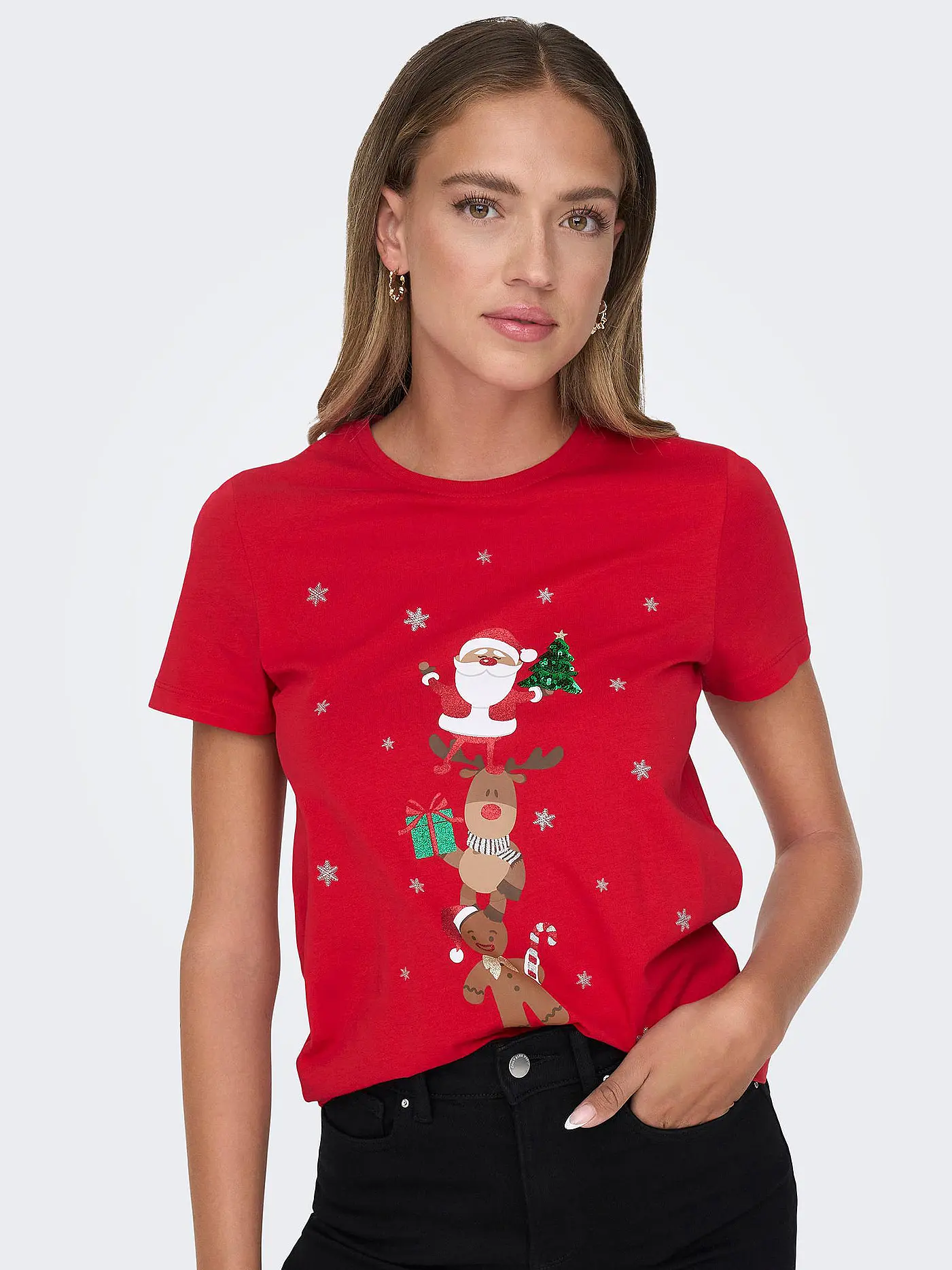 ONLY | T-Shirt ONLYRSA CHRISTMAS | rot