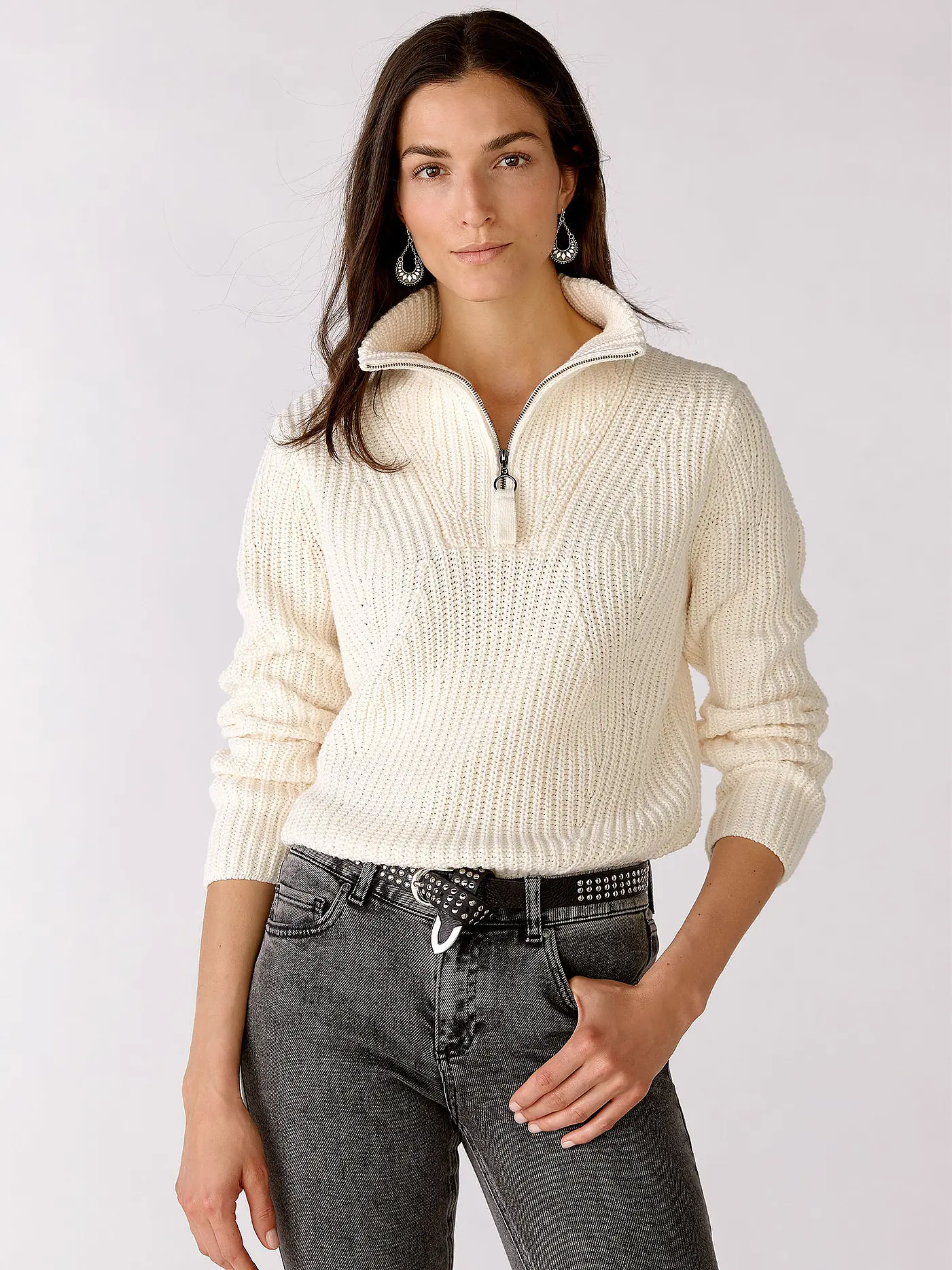 OUÍ | Troyer Pullover | creme