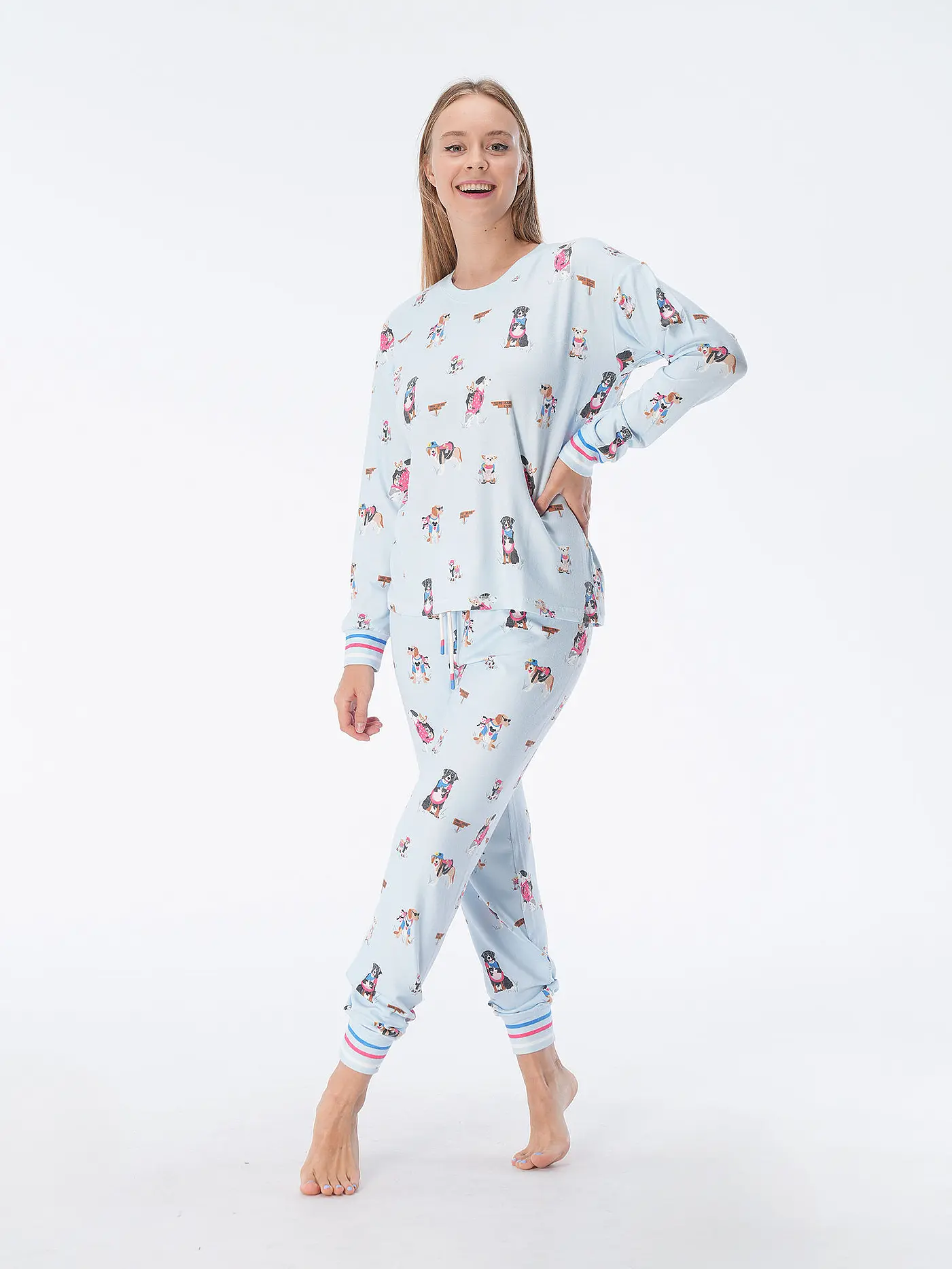 P.J.SALVAGE | Pyjama Langarmshirt | hellblau