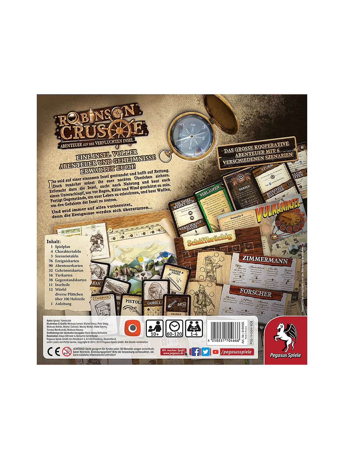 PEGASUS | Robinson Brettspiel - Crusoe - Abenteuer auf der Verfluchten Insel | keine Farbe