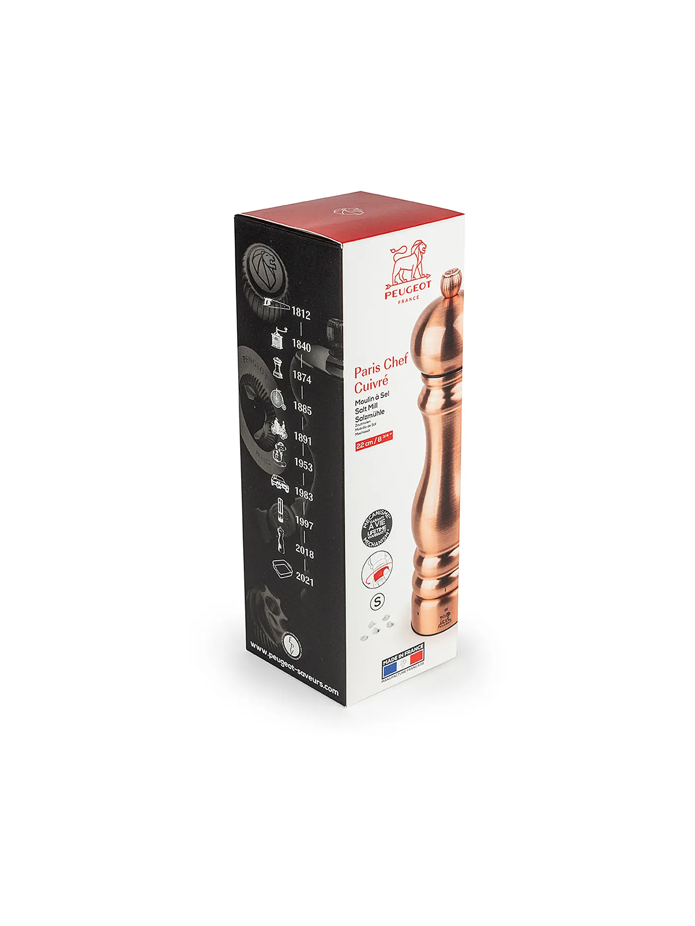 PEUGEOT | Manuelle Salzmühle aus Edelstahl Paris Chef verkupfert, u'Select 22 cm | kupfer