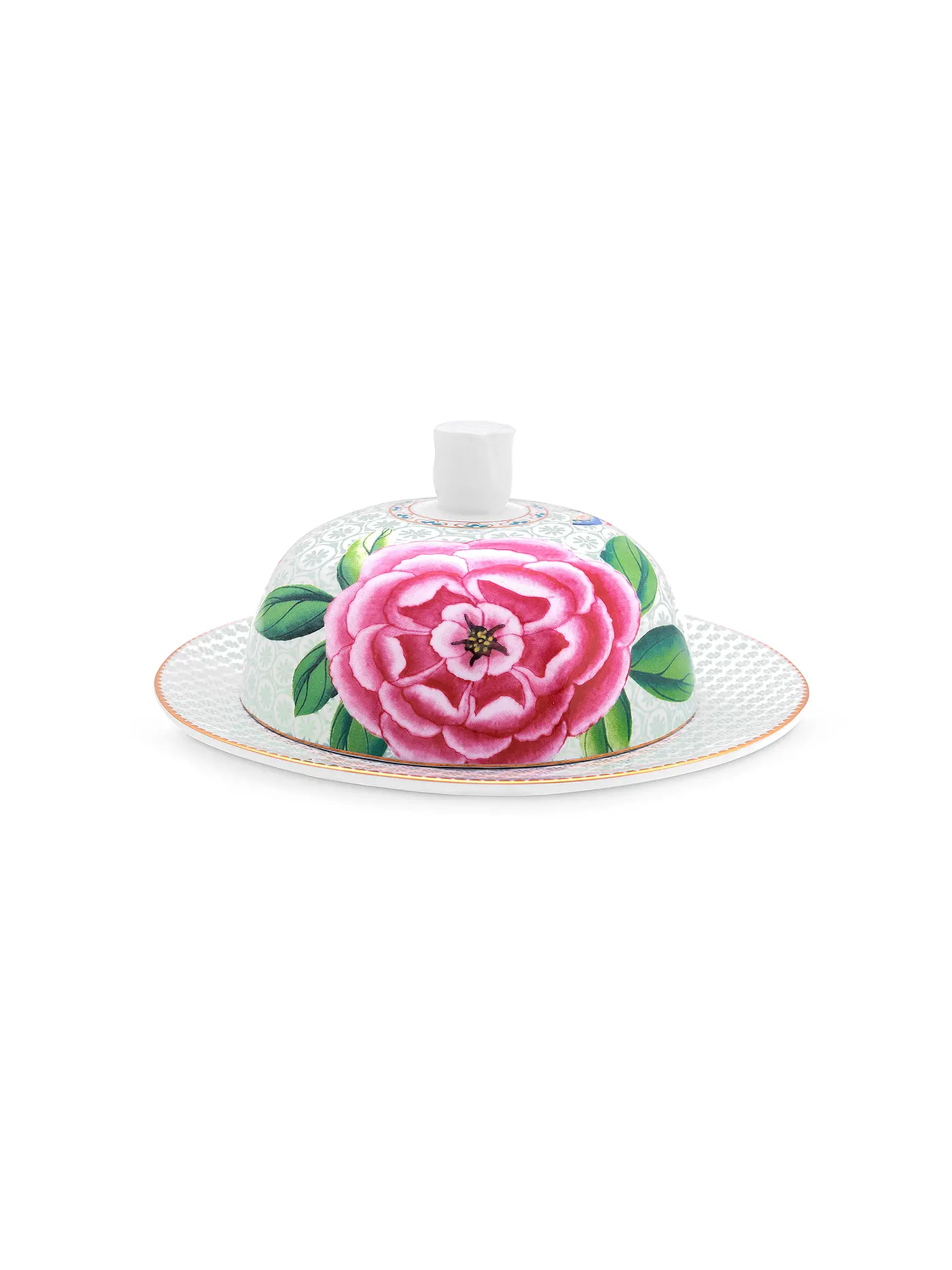 PIP STUDIO | Butterdose rund BLUSHING BIRDS 17x8cm Blau  | weiss