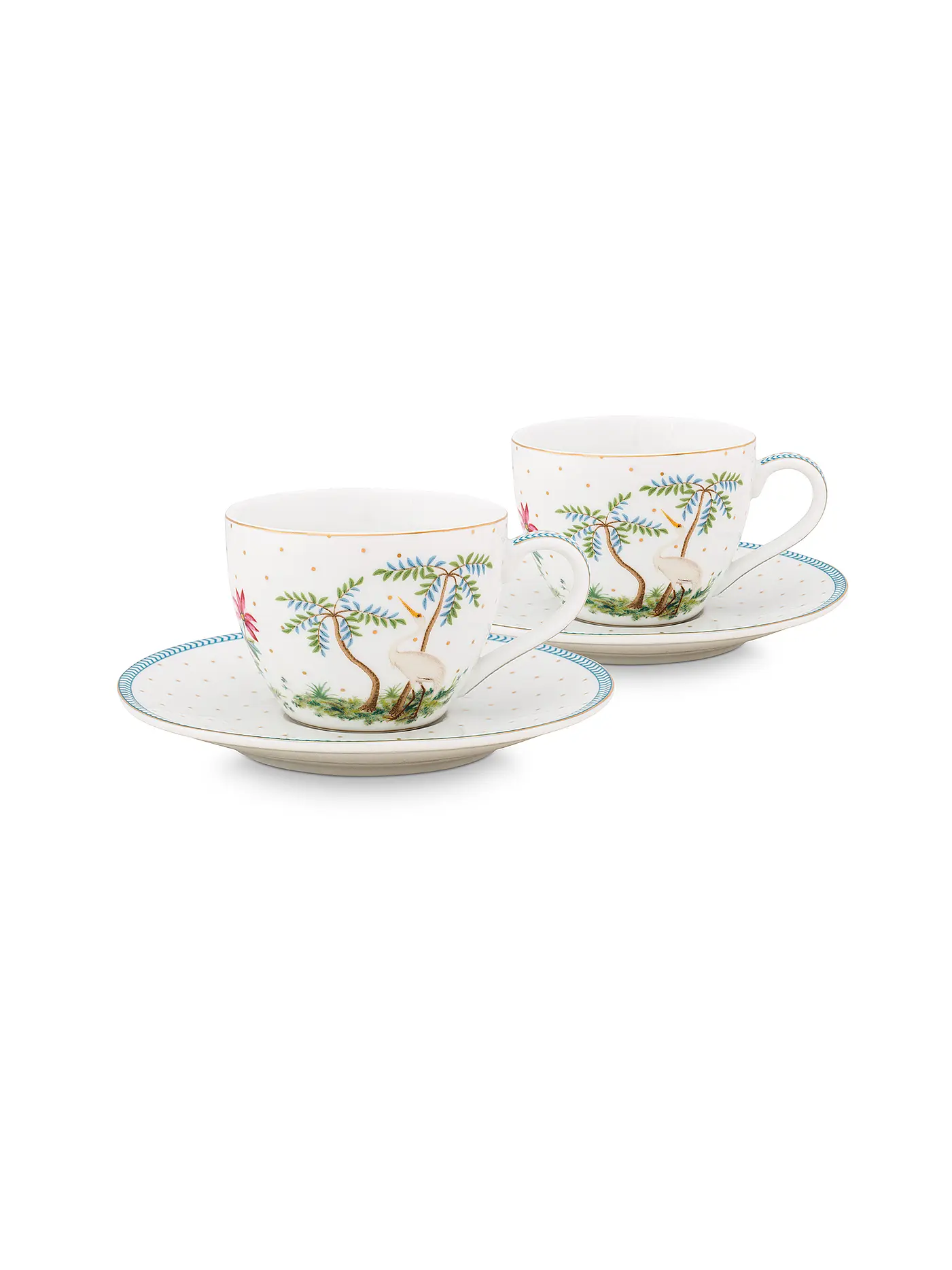 PIP STUDIO | Espressotasse mit Untertasse 2er Set 120ml Jolie Dots Gold | weiss