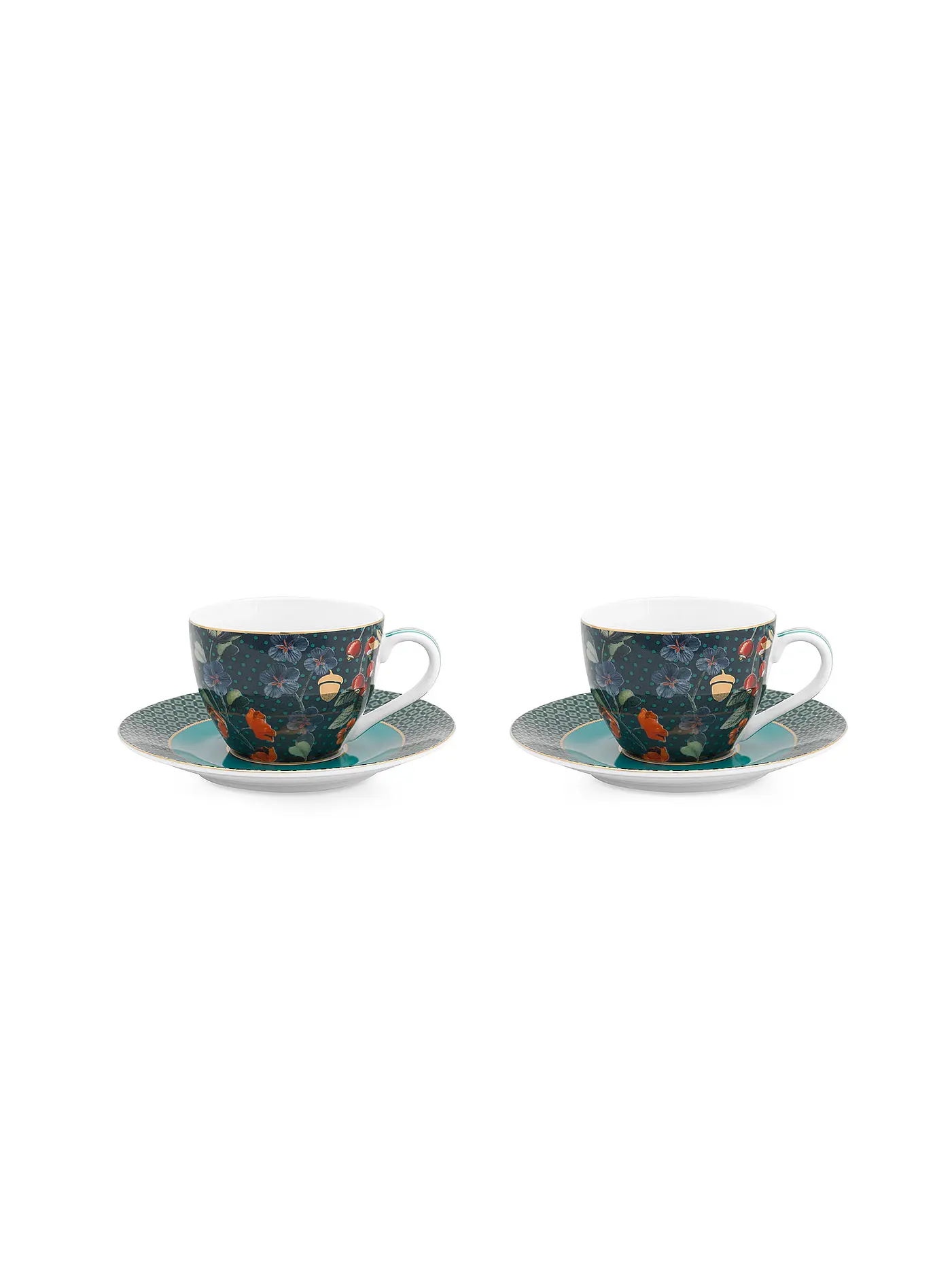 PIP STUDIO | Espressotassen mit Untertasse 2-er Set 120ml WINTER WONDERLAND Overall Darkblue | petrol