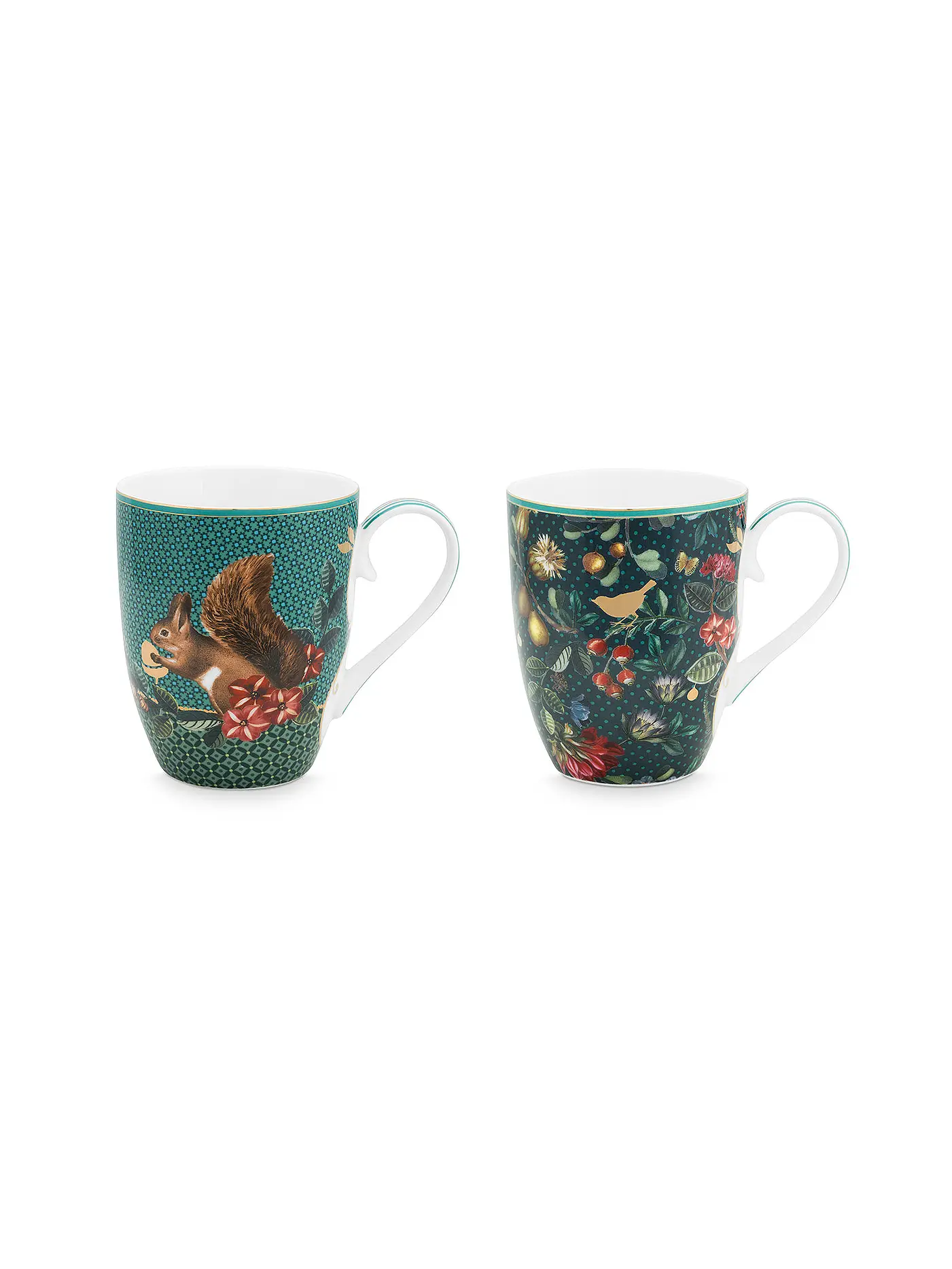 PIP STUDIO | Henkelbecher 2er Set 350ml WINTER WONDERLAND  | petrol