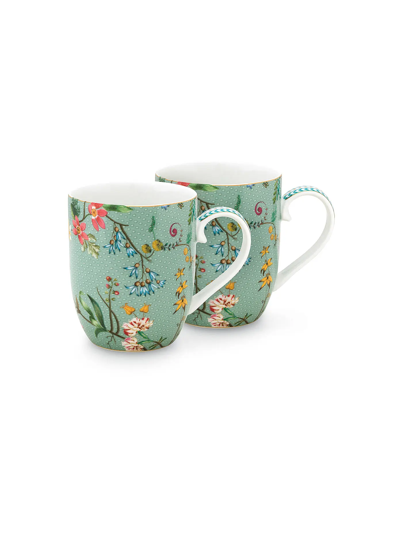 PIP STUDIO | Henkelbecher S 2er Set 145ml  Jolie Flowers Blue | türkis