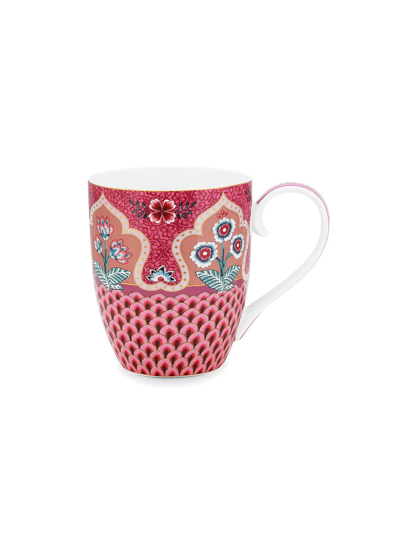 PIP STUDIO | Henkelbecher XL 450ml Flower Festival Dark Pink | beere
