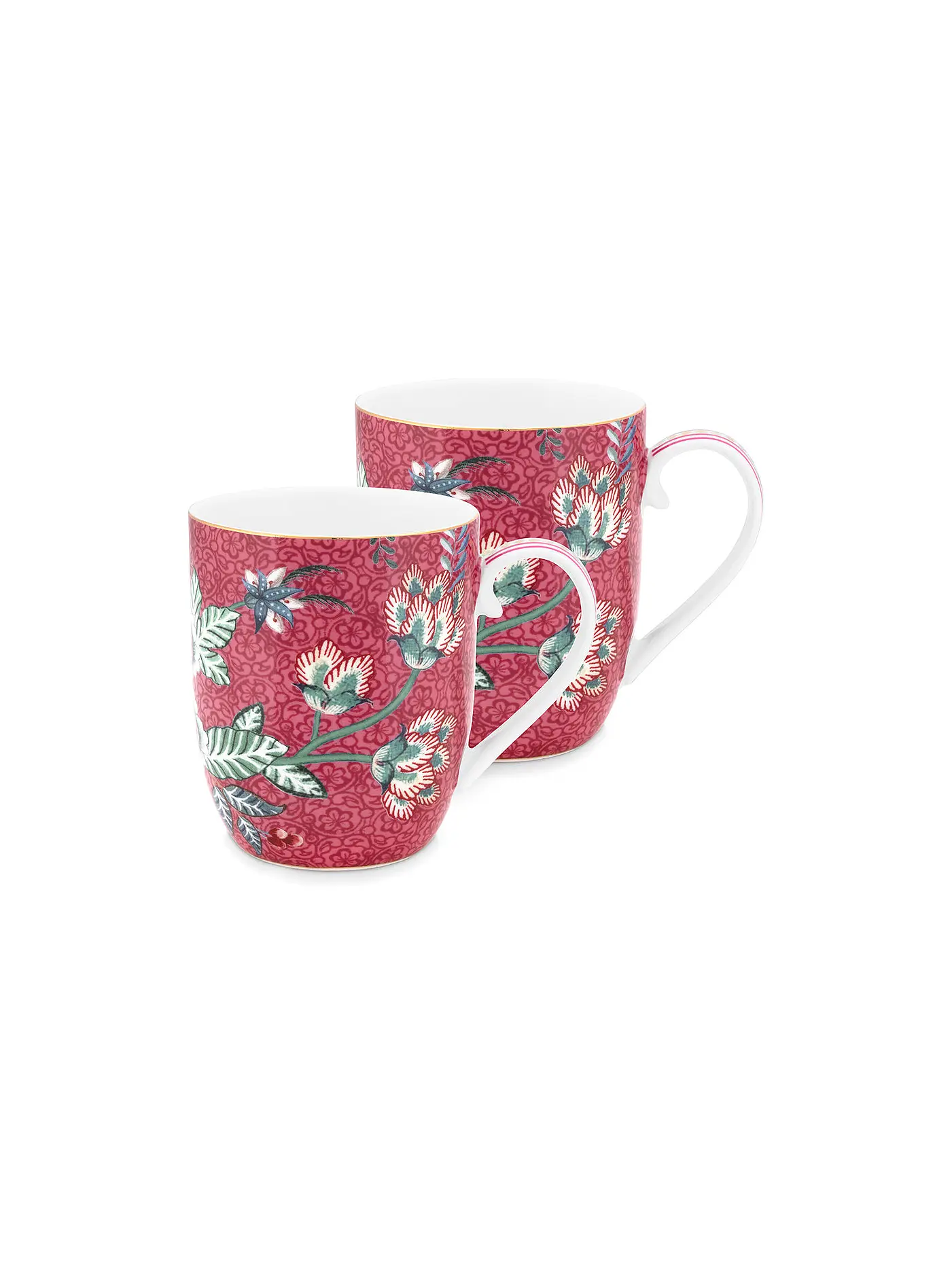 PIP STUDIO | Henkelbecher2er Set Small 145ml  Flower Festival Dark Pink | beere