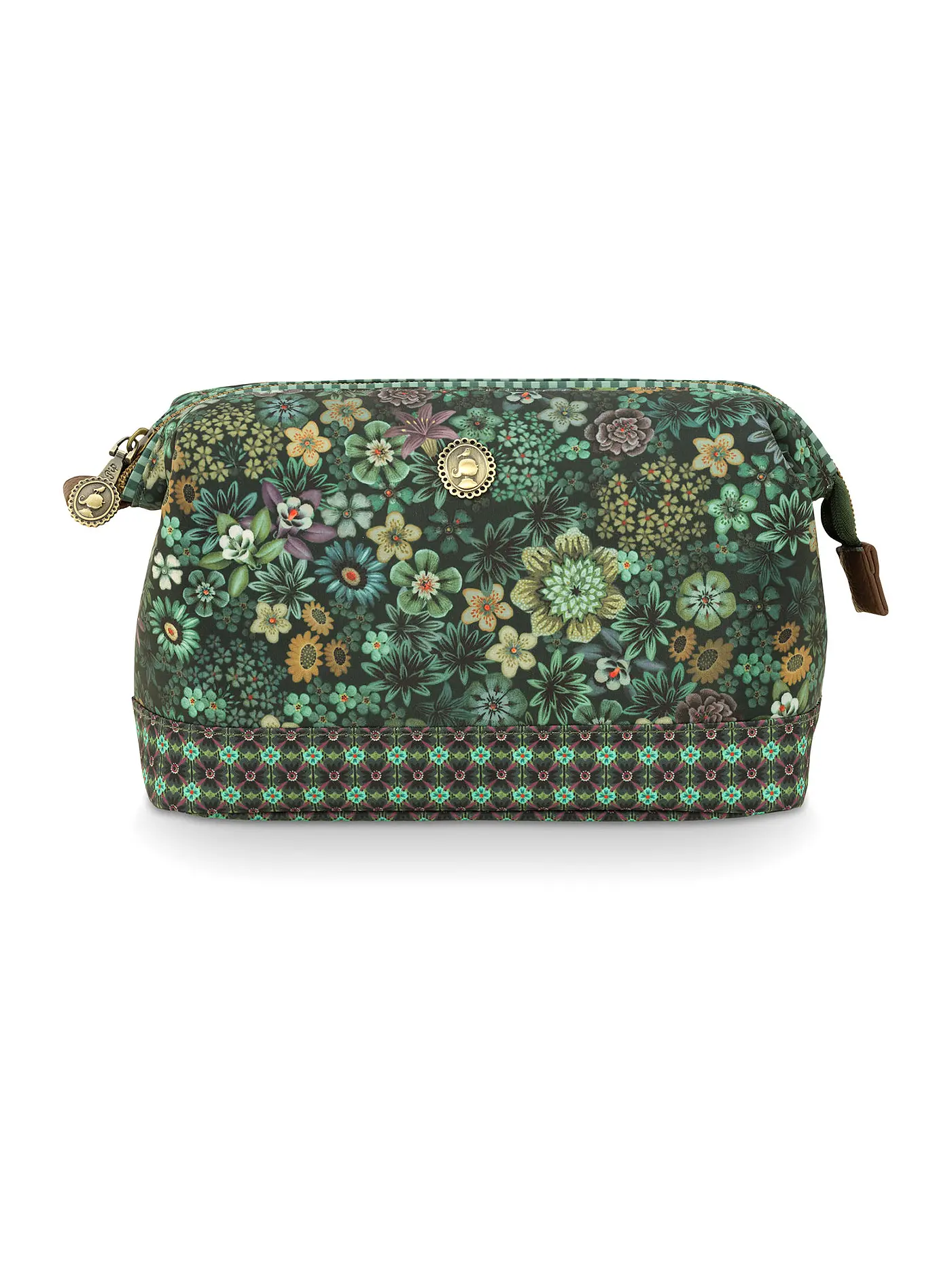 PIP STUDIO | Kosmetiktasche TUTTI I FIORI 22,5x9x15cm Medium Pink | dunkelgrün