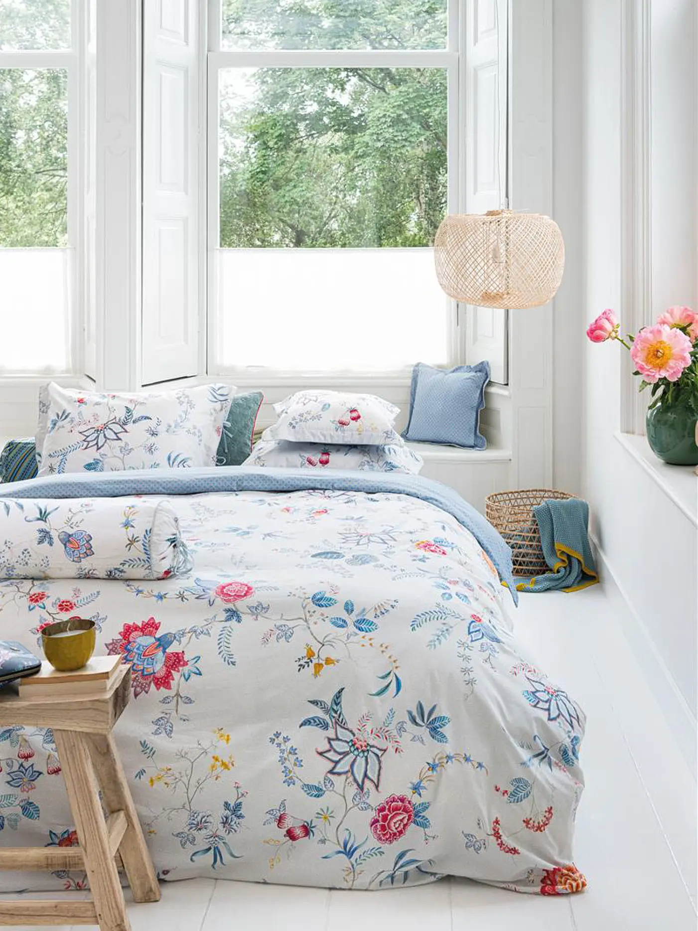 PIP STUDIO | Perkal Bettwäsche Flower Festival  2x 70x90cm / 200x200cm White | weiss