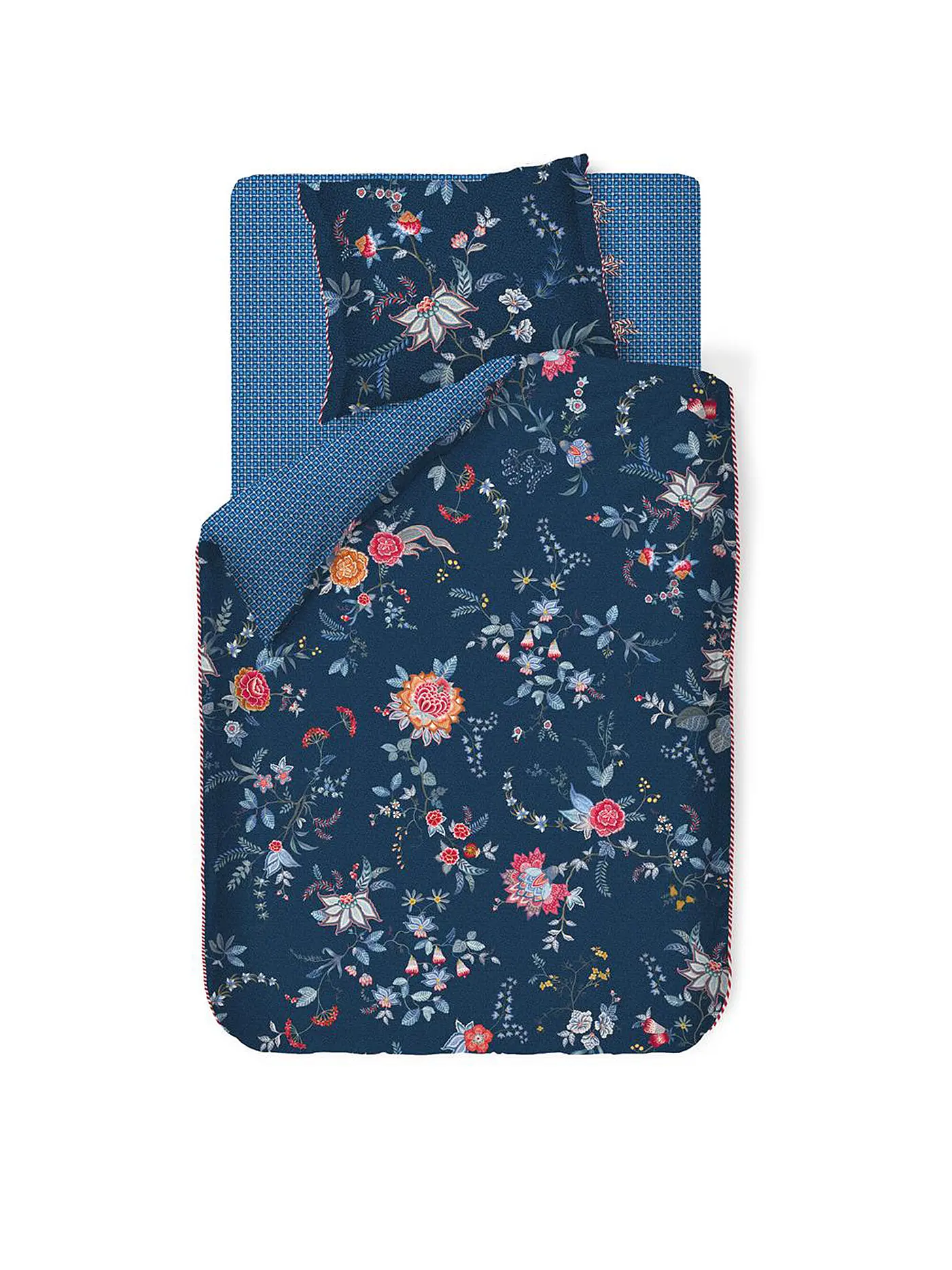 PIP STUDIO | Perkal Bettwäsche Flower Festival 70x90cm / 140x200cm Dark Blue | dunkelblau