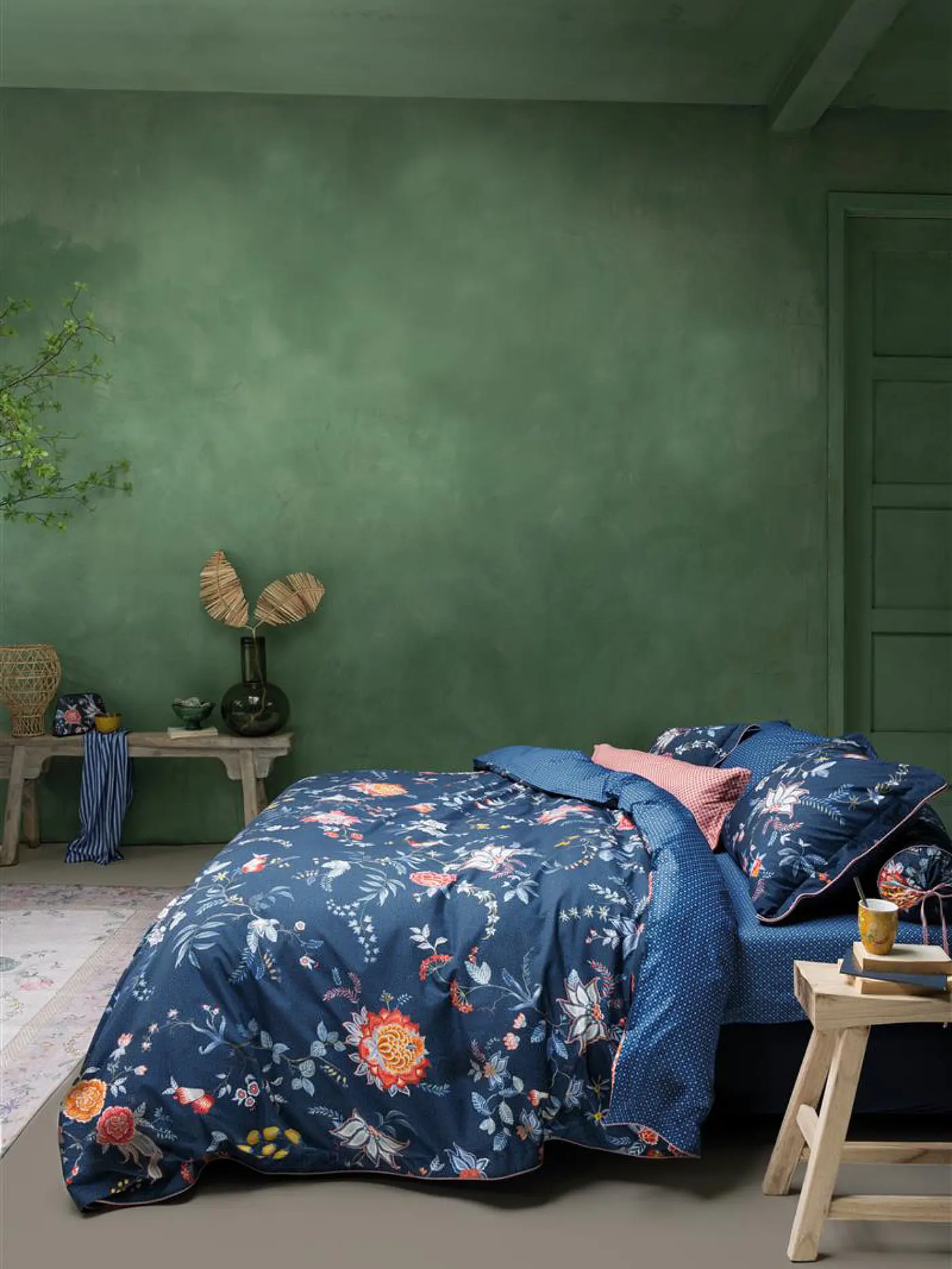 PIP STUDIO | Perkal Bettwäsche Flower Festival 70x90cm / 140x200cm Dark Blue | dunkelblau