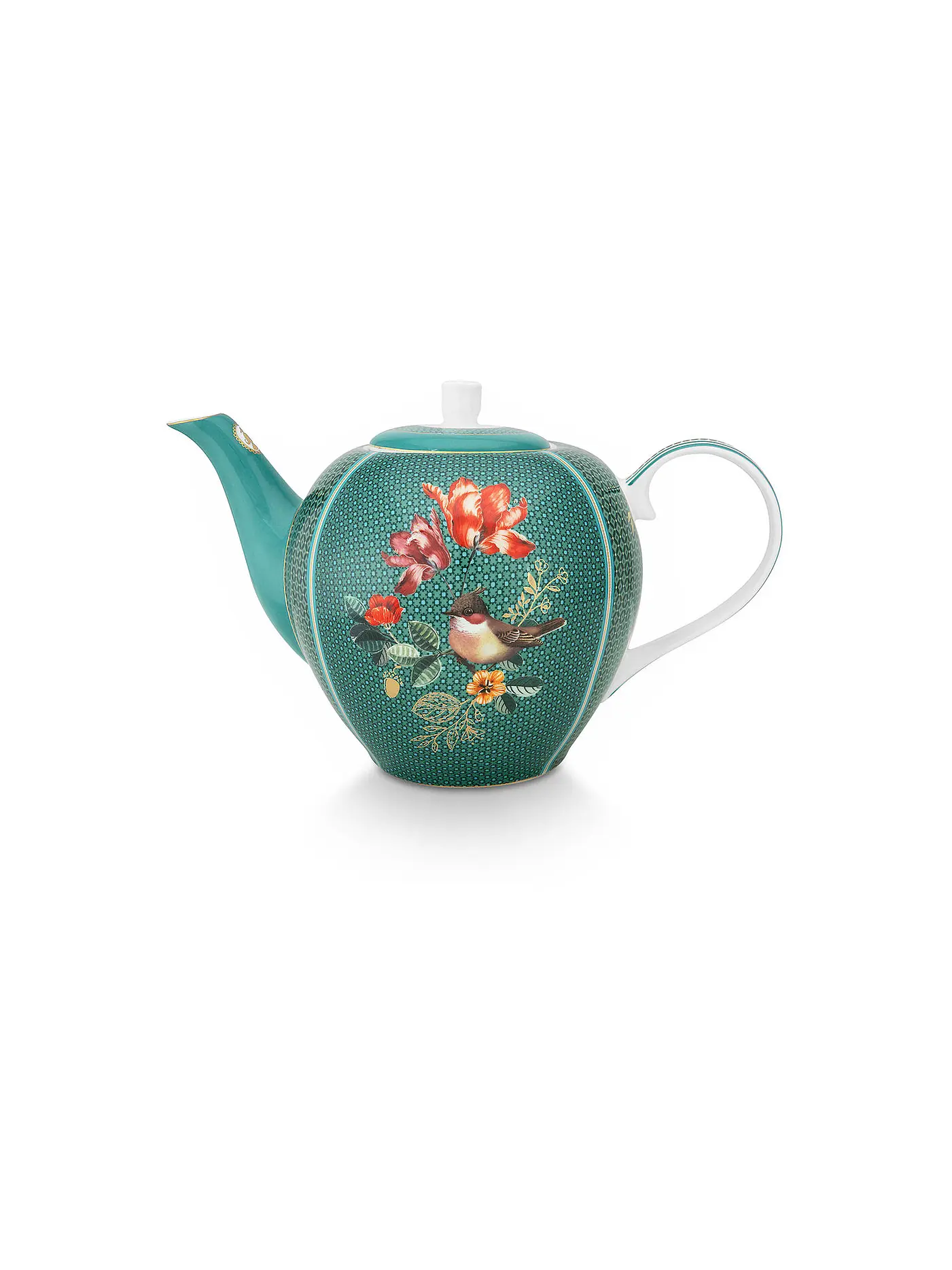 PIP STUDIO | Teekanne Large 1,6l WINTER WONDERLAND Bird Green | petrol