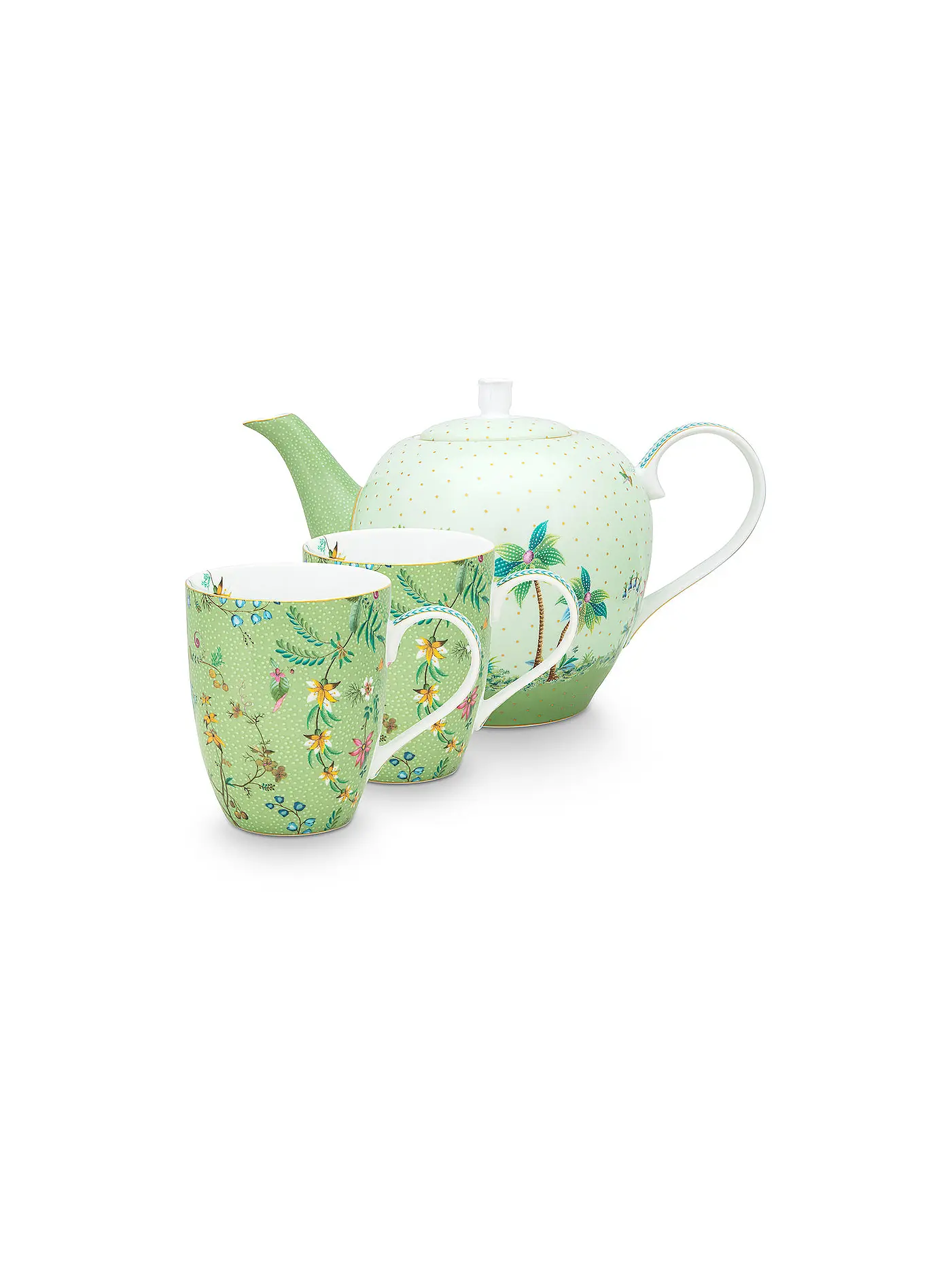 PIP STUDIO | Teekanne mit Henkelbecher Large Set Jolie  | hellgrün