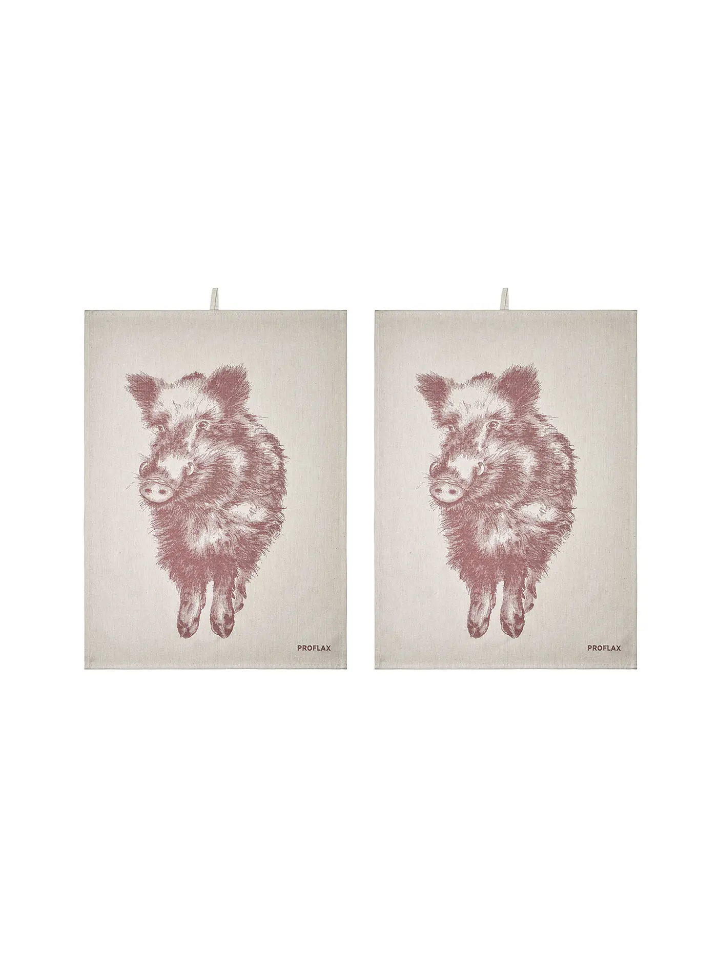 PROFLAX | Geschirrtuch 2er Set 50x70cm Wildschwein Burgund | beere