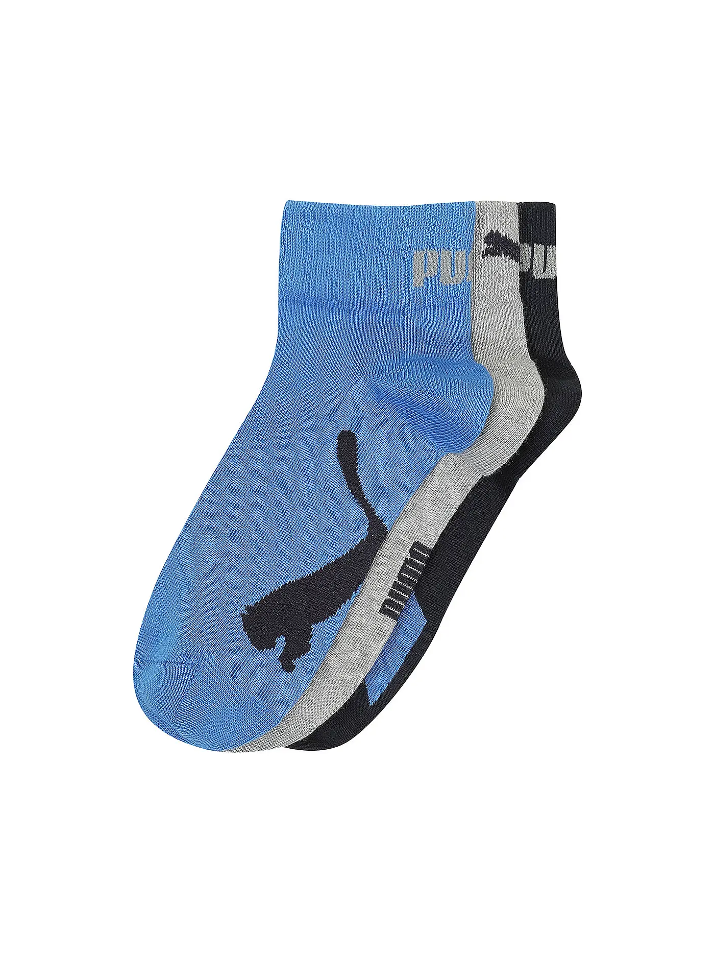 PUMA | Socken 3er Pkg navy / grey / strong blue  | blau