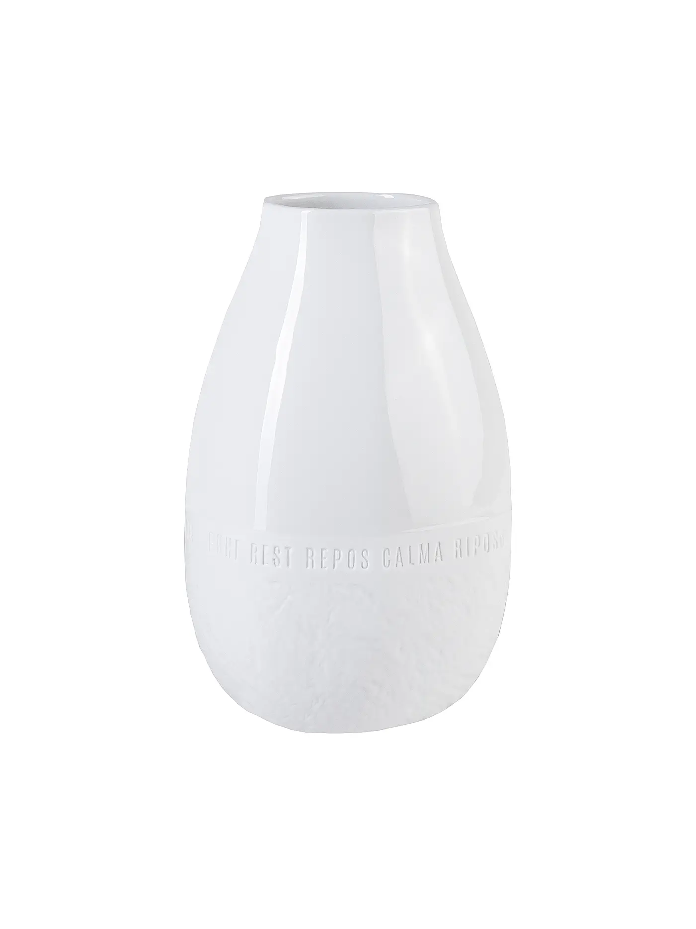 RAEDER | Freiform Vase Ruhe 5-sprachig 12,5x11x20cm | weiss