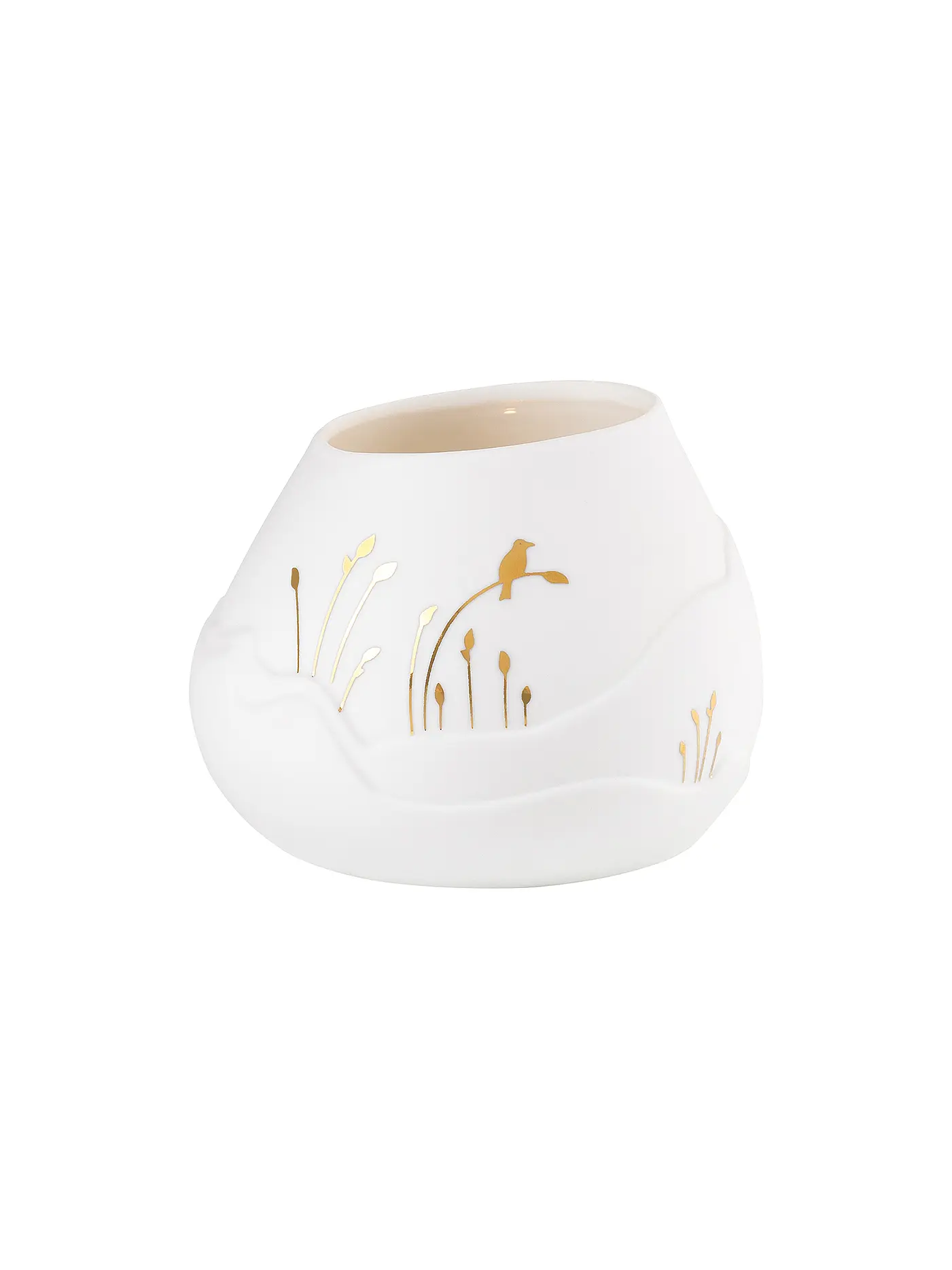 RAEDER | Gefäß LICHTLANDSCHAFT 10x8cm Vogel | weiss