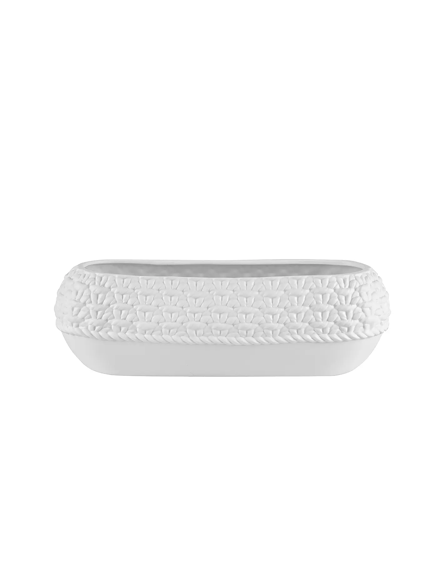 RAEDER | Gefäß STRICK 30x11,5x9cm  | weiss