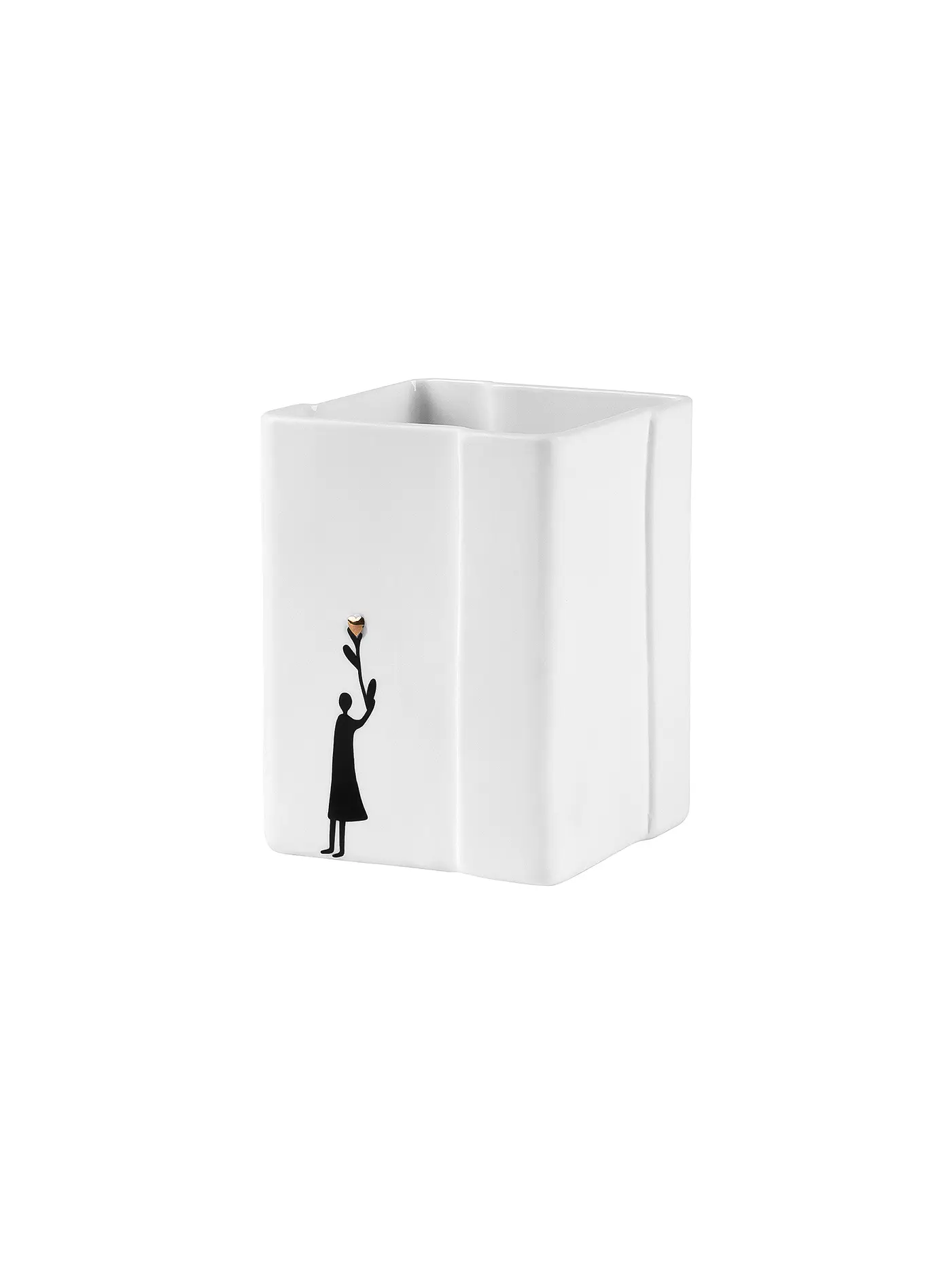 RAEDER | Porzellan BILDERGESCHICHTEN 6,5x6,5x8,5cm Herzblume | weiss