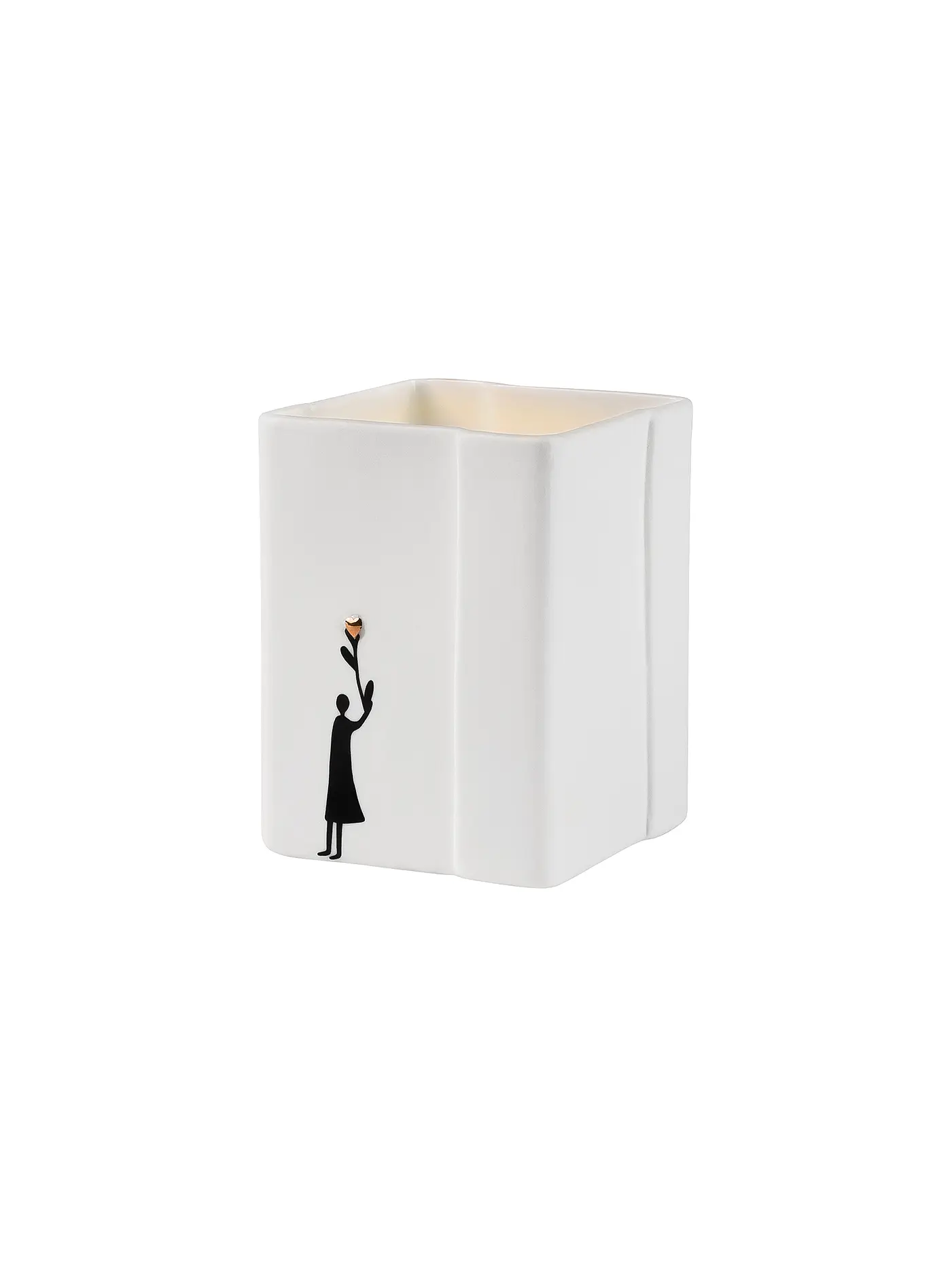 RAEDER | Porzellan BILDERGESCHICHTEN 6,5x6,5x8,5cm Herzblume | weiss