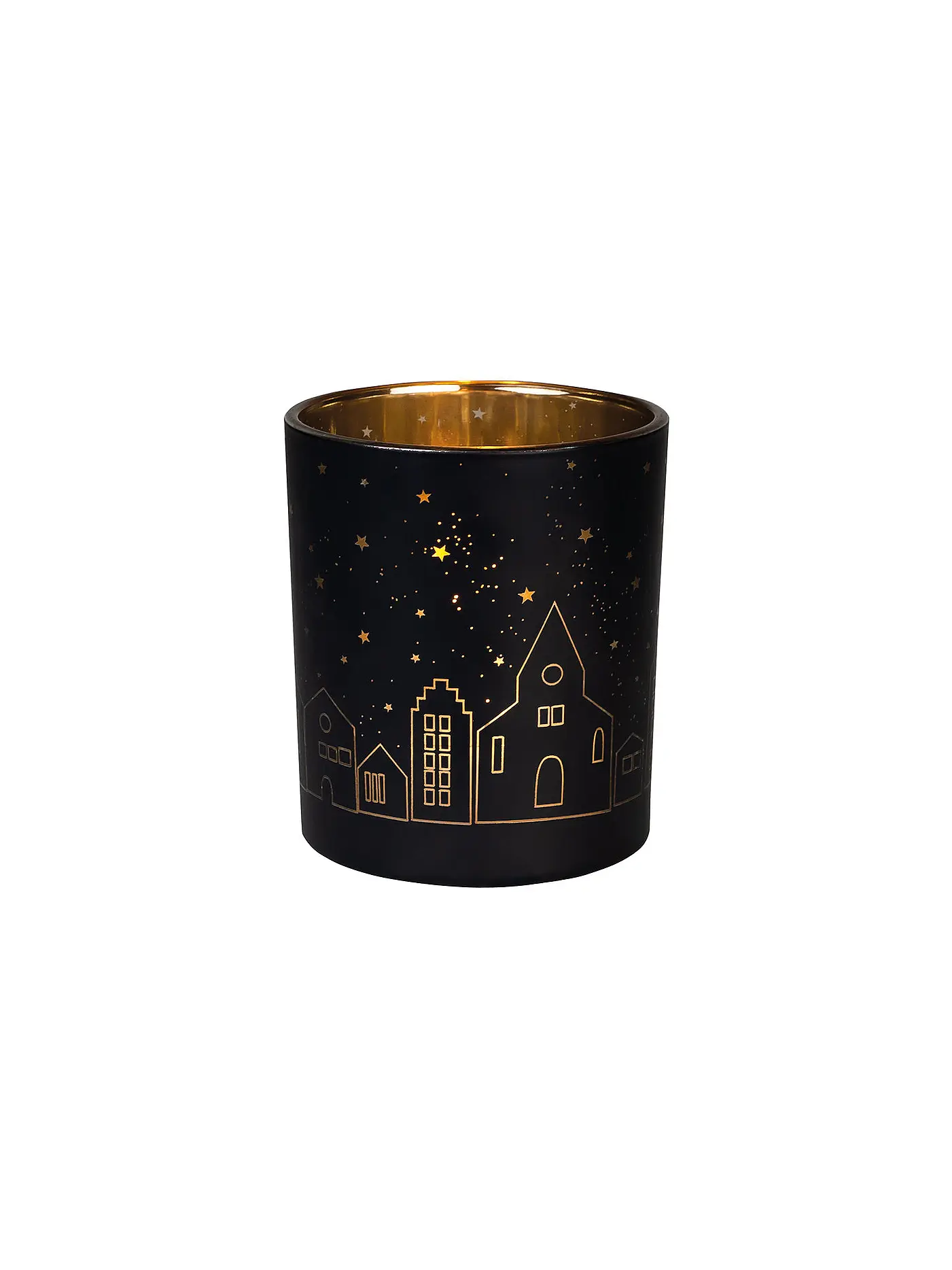RAEDER | Weihnachts Glanzlicht Lichterstadt 8,5x10cm Schwarz / Gold | schwarz