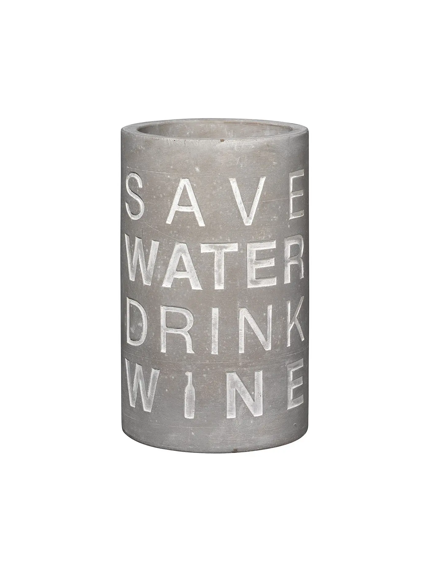 RAEDER | Weinkühler aus Beton 21cm "Save Water - Drink Wine" | grau