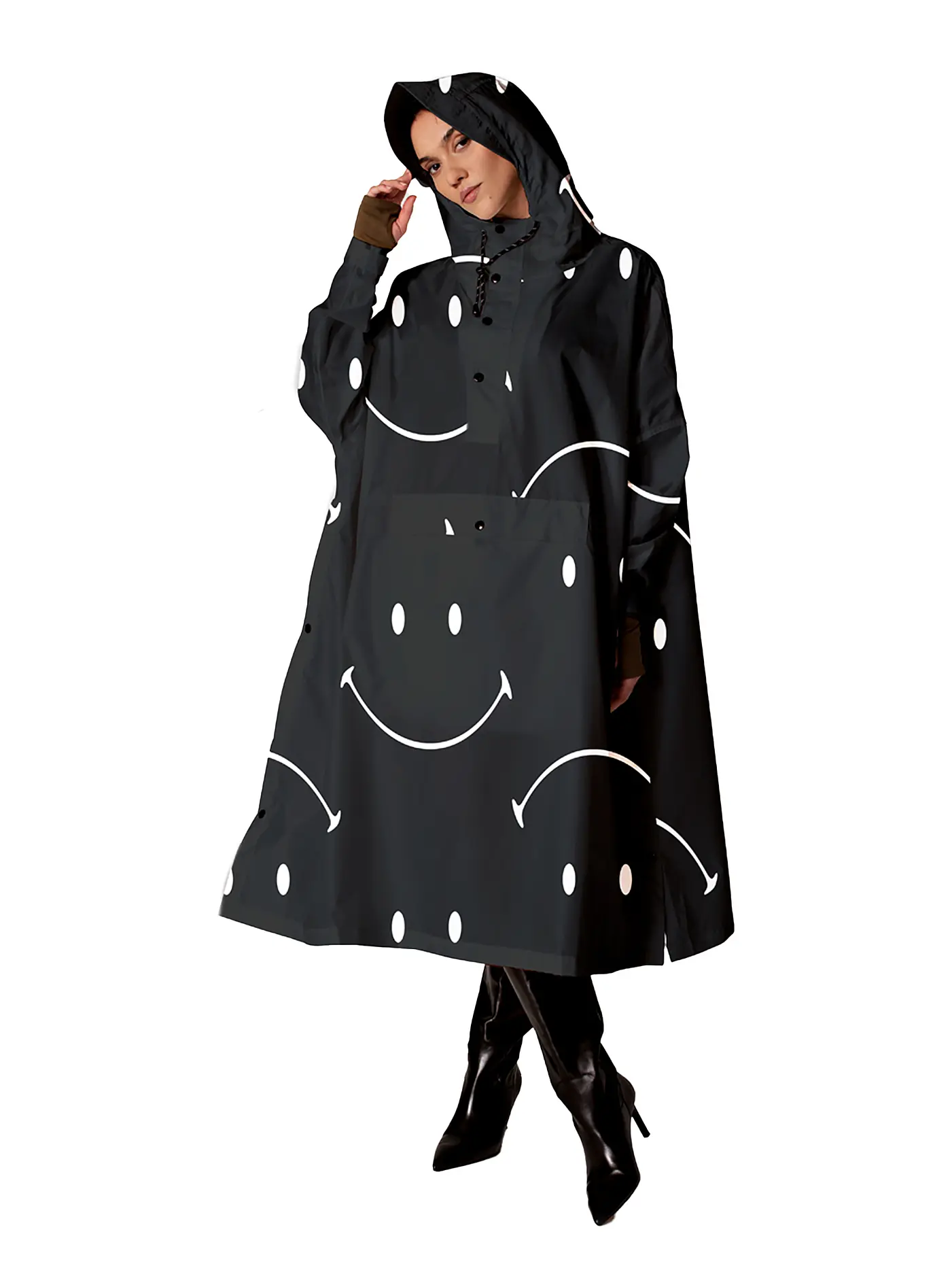 RAINKISS | Regenjacke - Regenponcho CLASSIC SMILE | schwarz