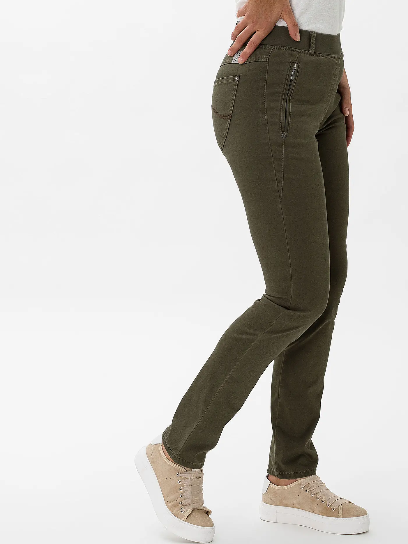 RAPHAELA BY BRAX | Hose Slim Fit LAVINA ZIP | olive